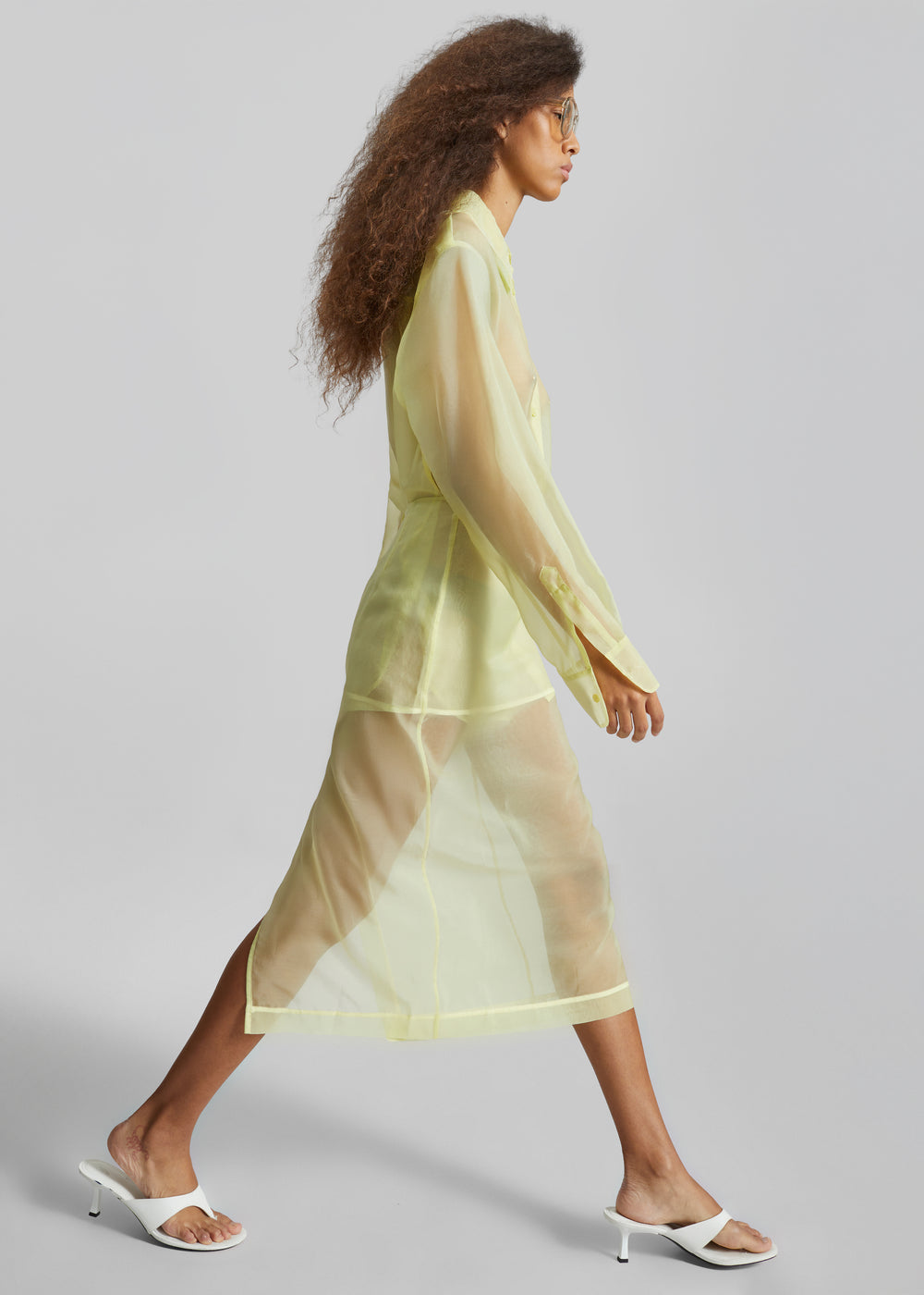 Peri Sheer Midi Skirt - Pale Yellow