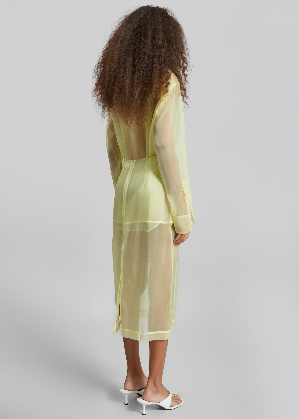 Peri Sheer Midi Skirt - Pale Yellow - 6