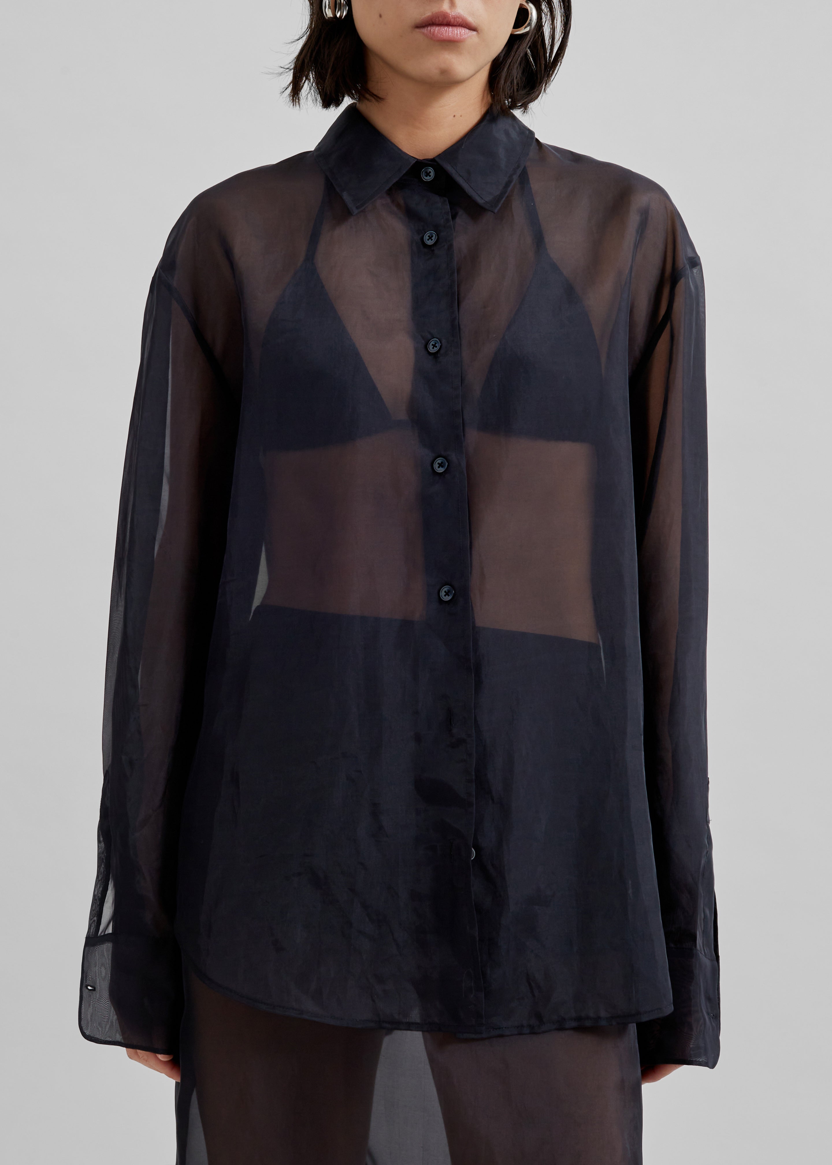 Peri Sheer Shirt - Black - 5