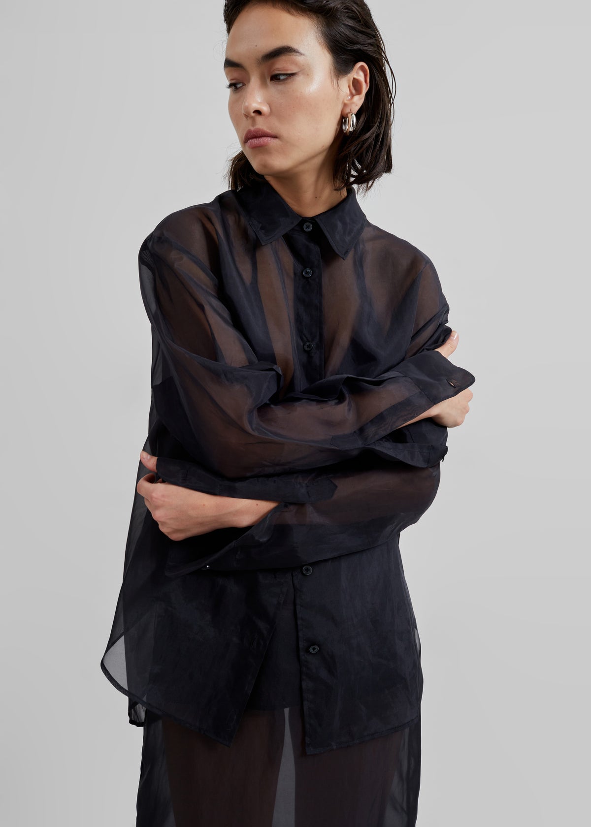 The Frankie Shop Black Peri Sheer Shirt