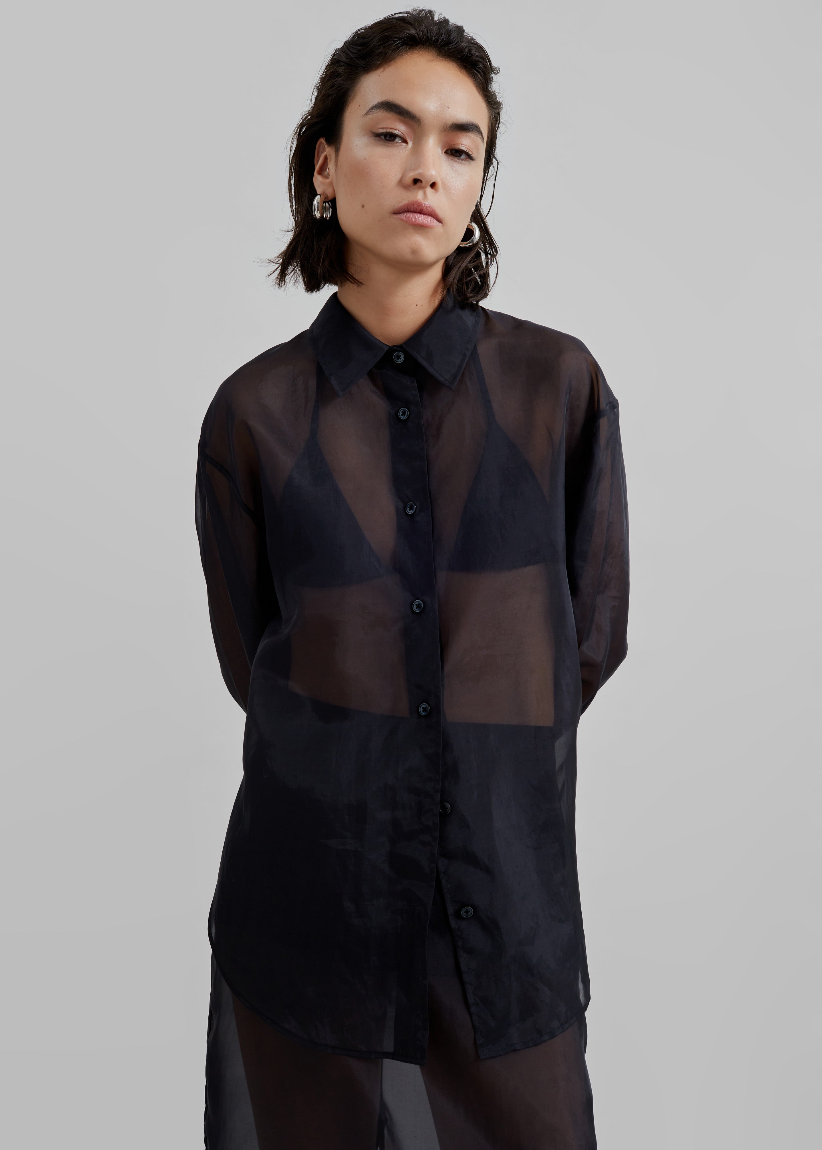 Peri Sheer Shirt - Black - 2