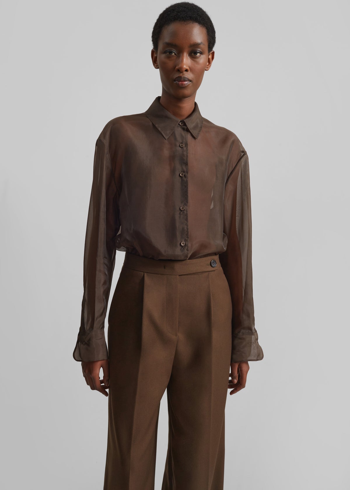 Peri Sheer Shirt - Brown Peri Sheer Shirt - Brown