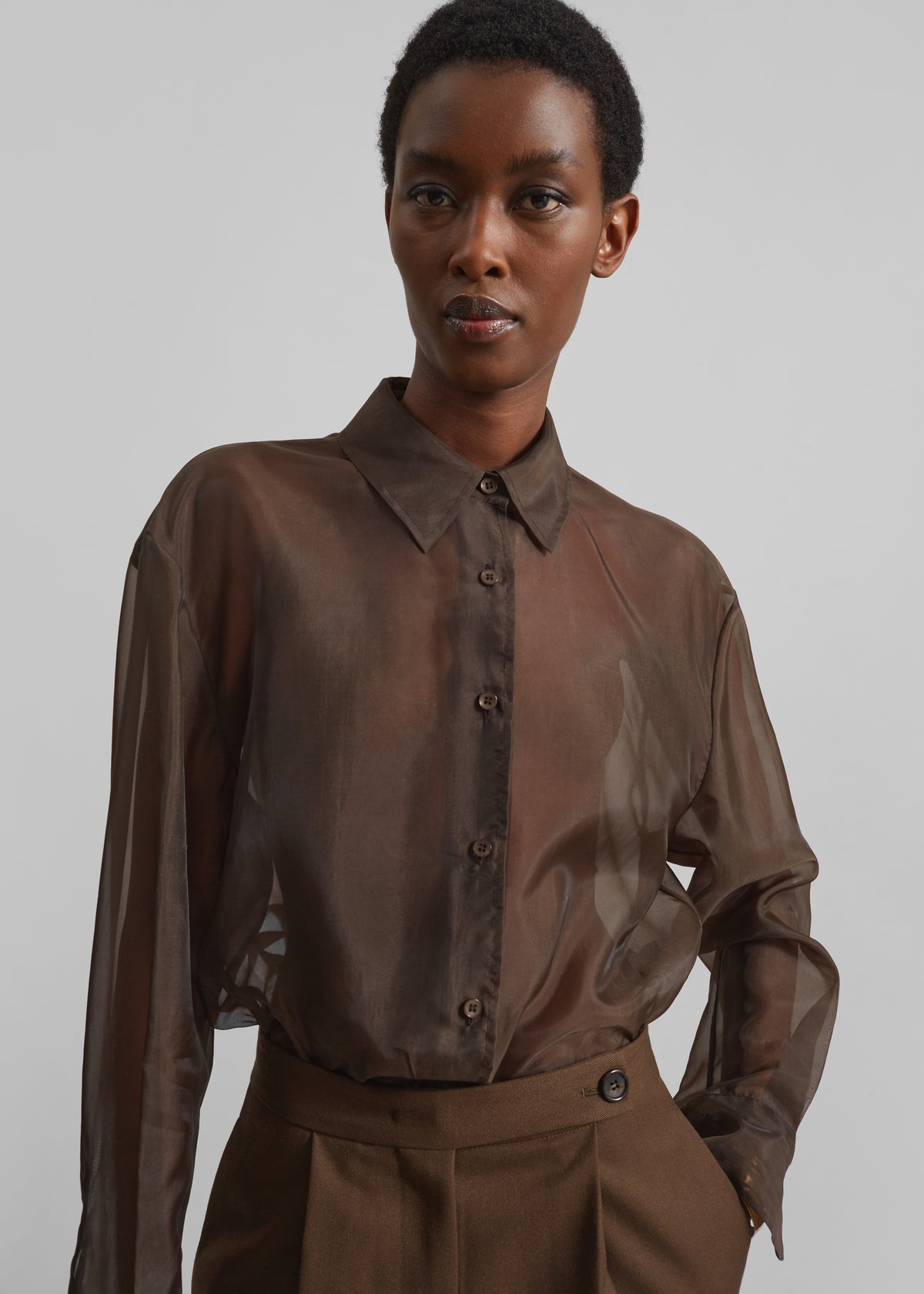 brown silk dress shirt Margaret Howell