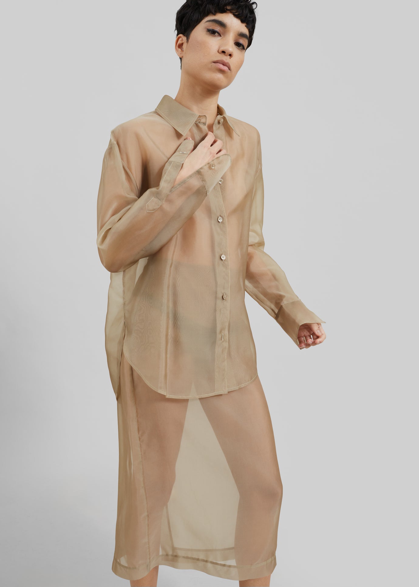 Peri Sheer Shirt - White The Frankie Shop Peri Sheer Shirt - White The Frankie Shop