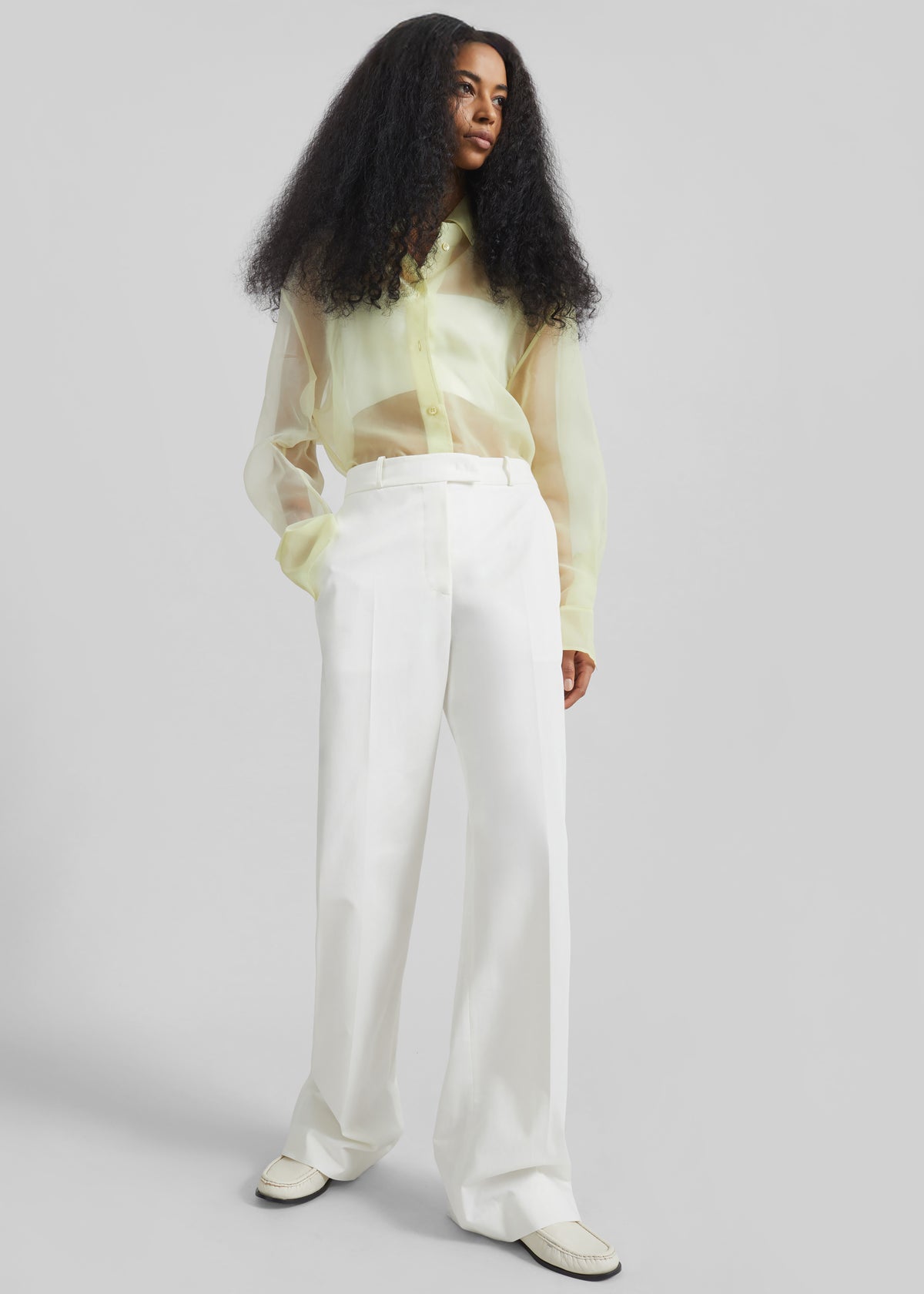 Peri Sheer Shirt - Pale Yellow - 3