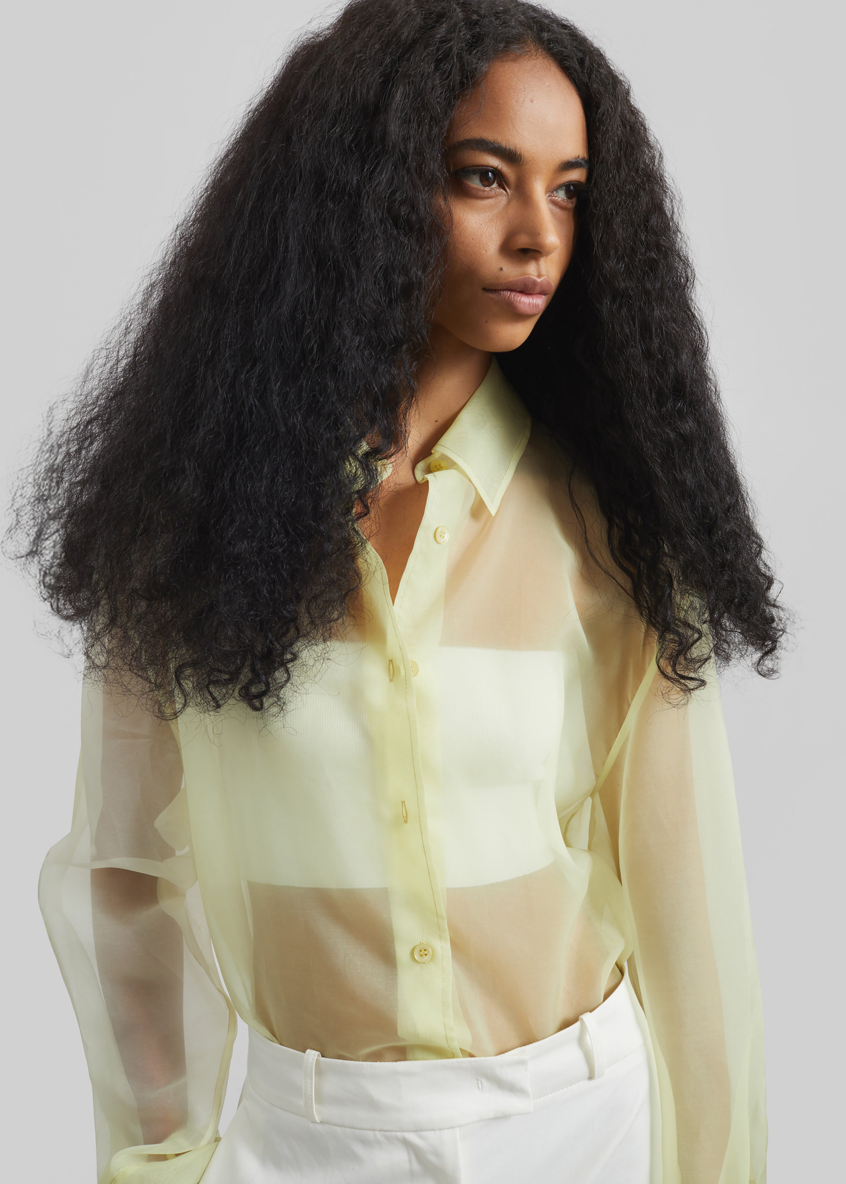Peri Sheer Shirt - Pale Yellow - 2