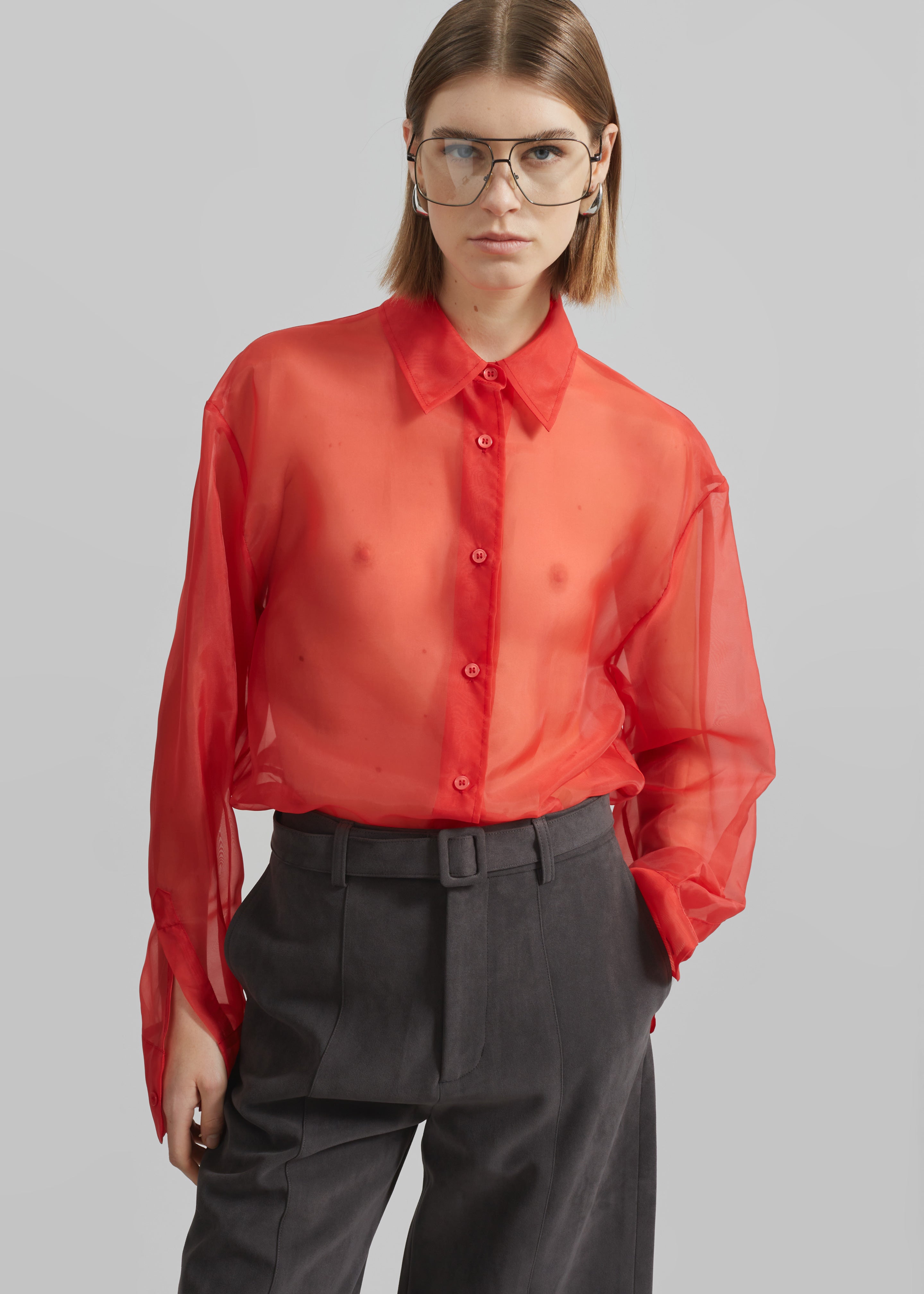 Peri Sheer Shirt - Red - 6