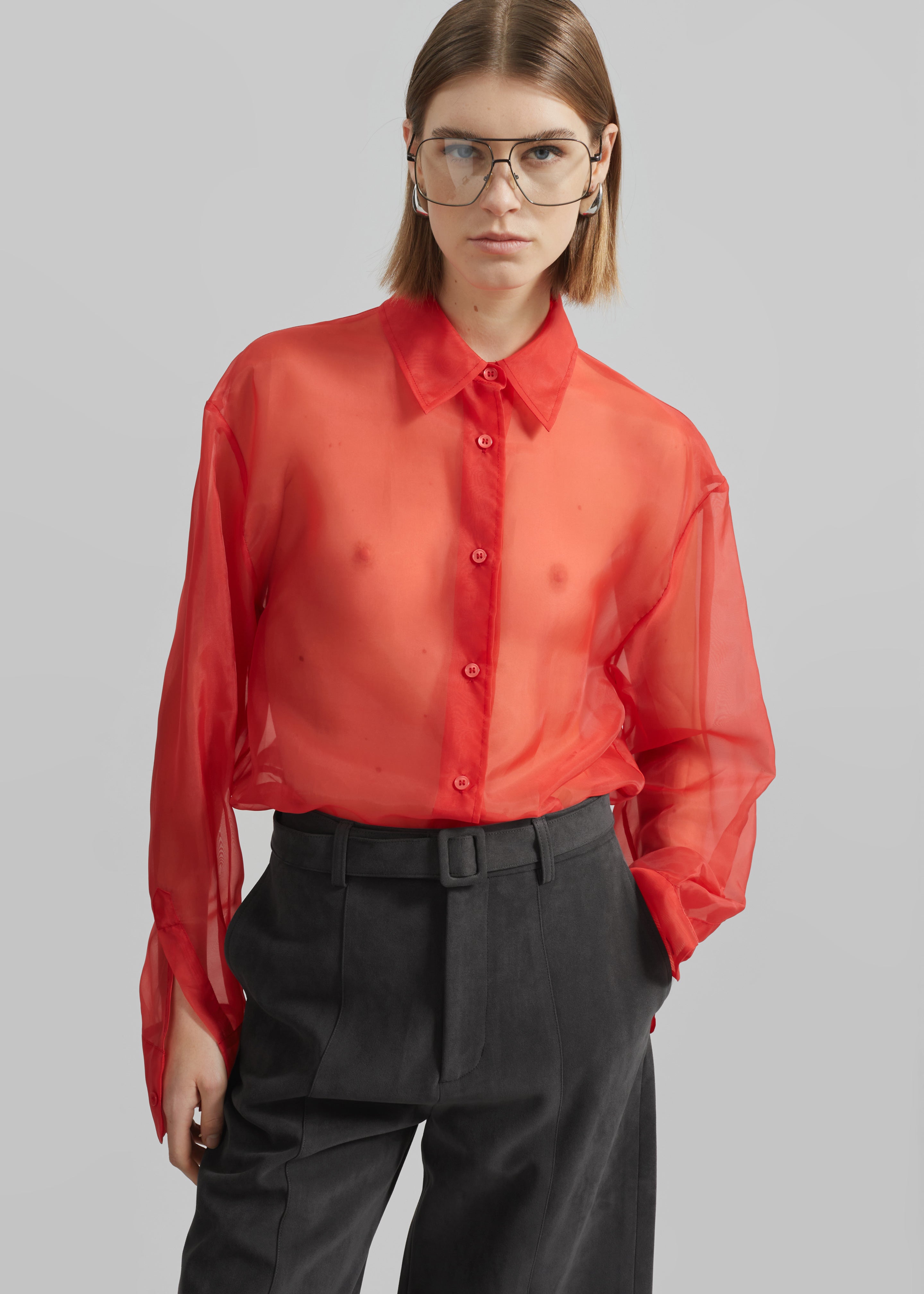 Peri Sheer Shirt - Red - 6