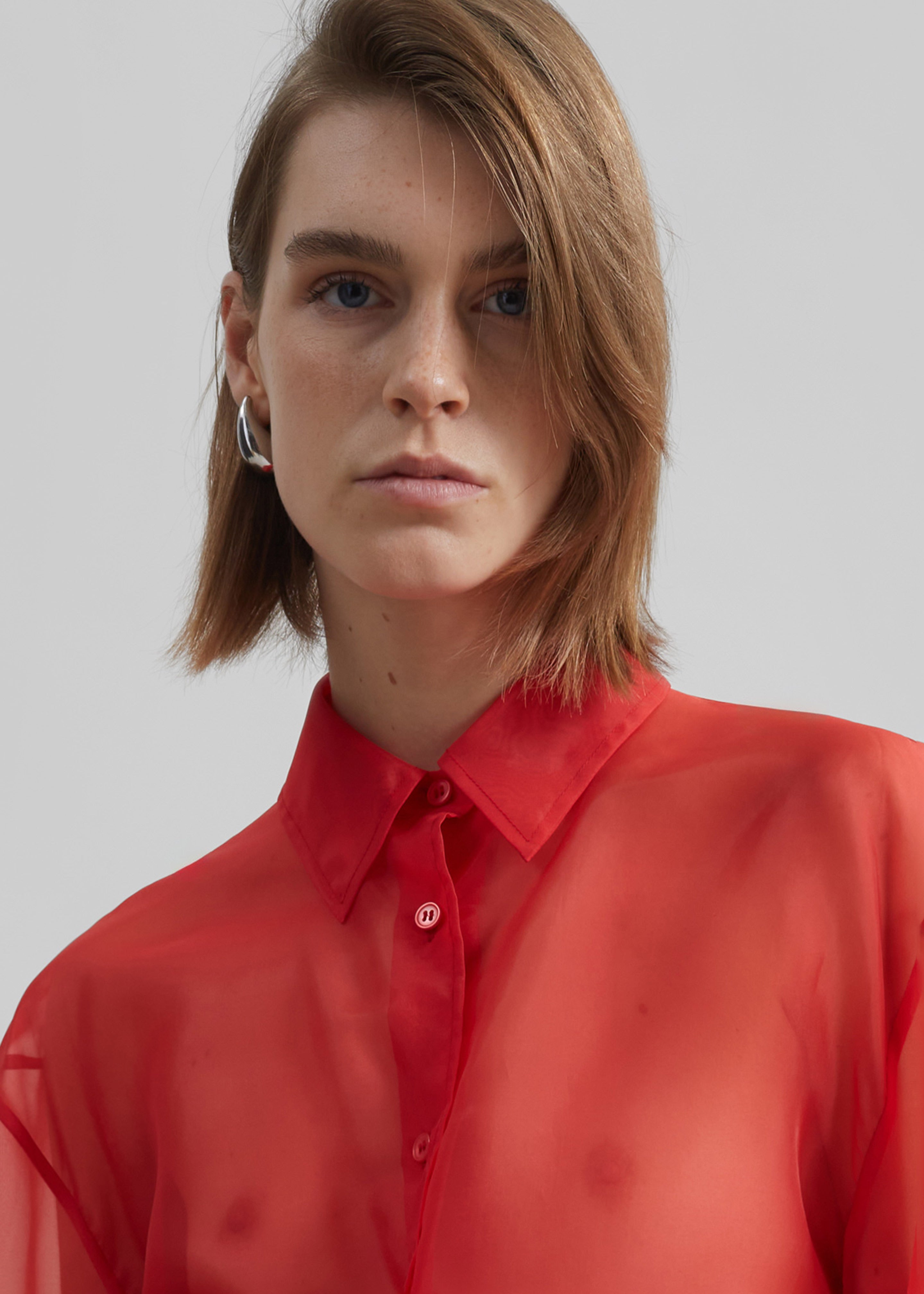 Peri Sheer Shirt - Red - 4