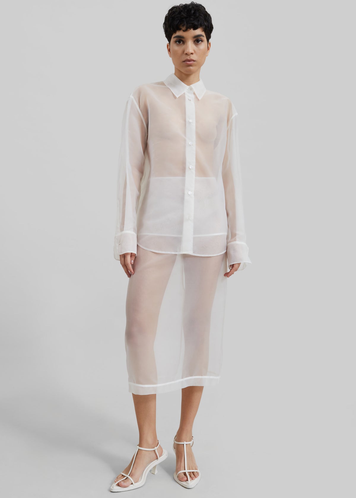 Ladies Dresses White Sheer Shirt Dress Lou Shirt Dress