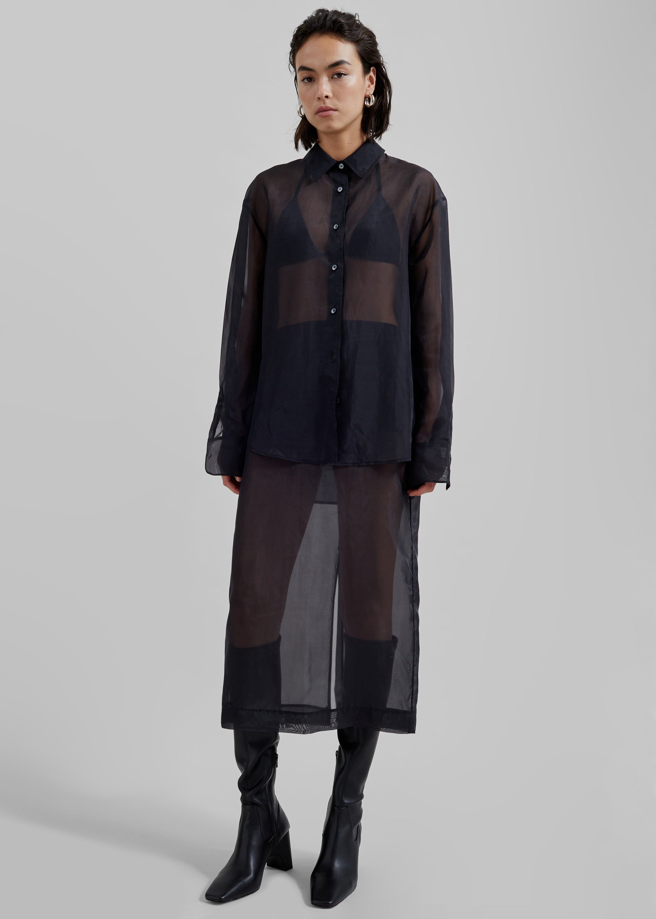Shop the look image for Peri Sheer Midi Skirt - Black