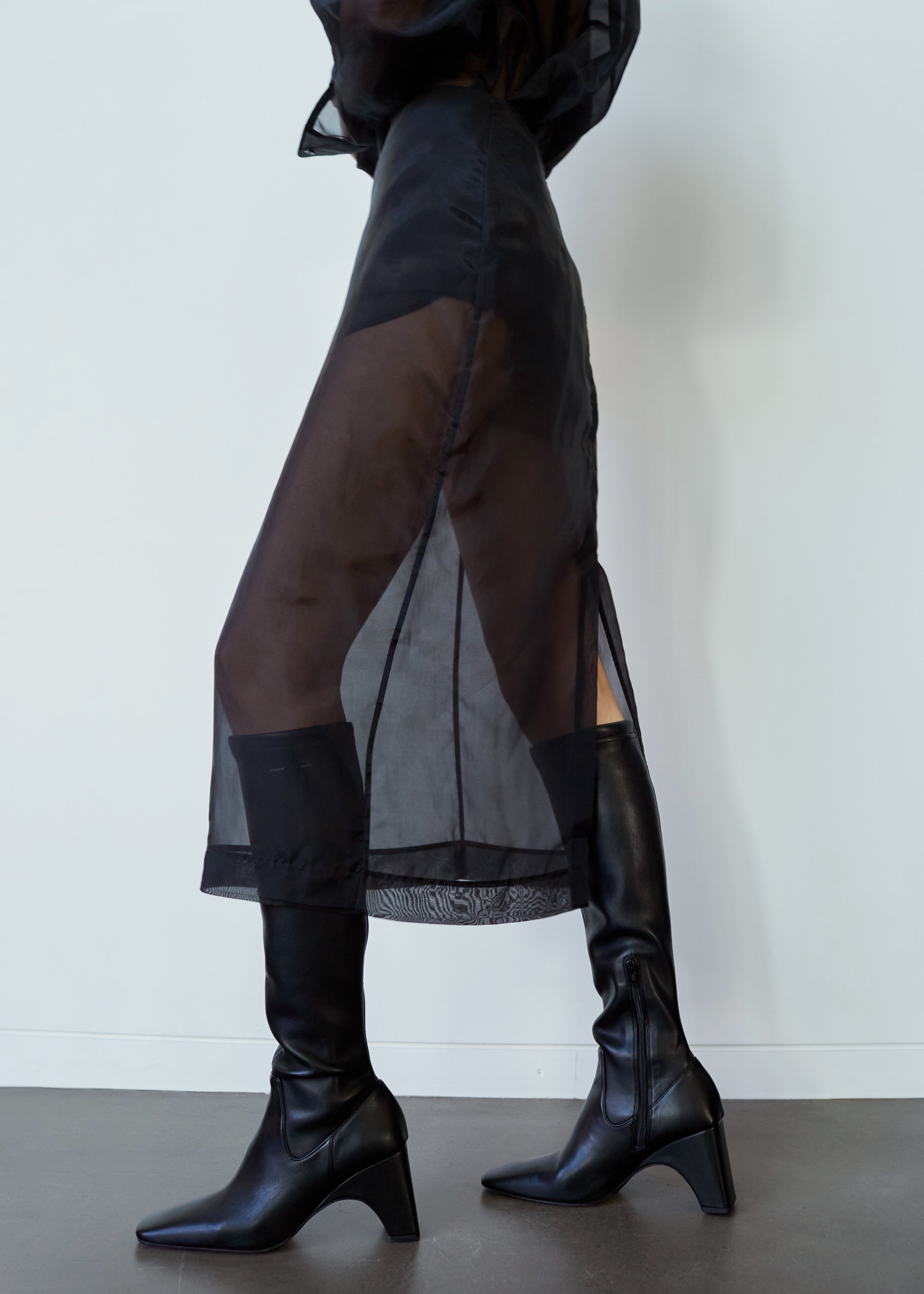 Peri Sheer Midi Skirt - Black - 4