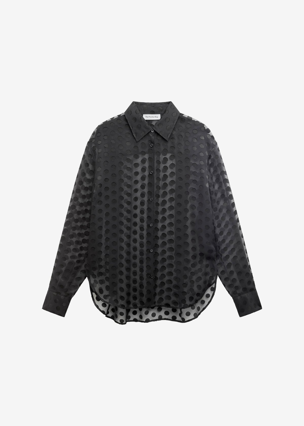 Peri Sheer Tie-Neck Shirt - Black Polka Dot - 13