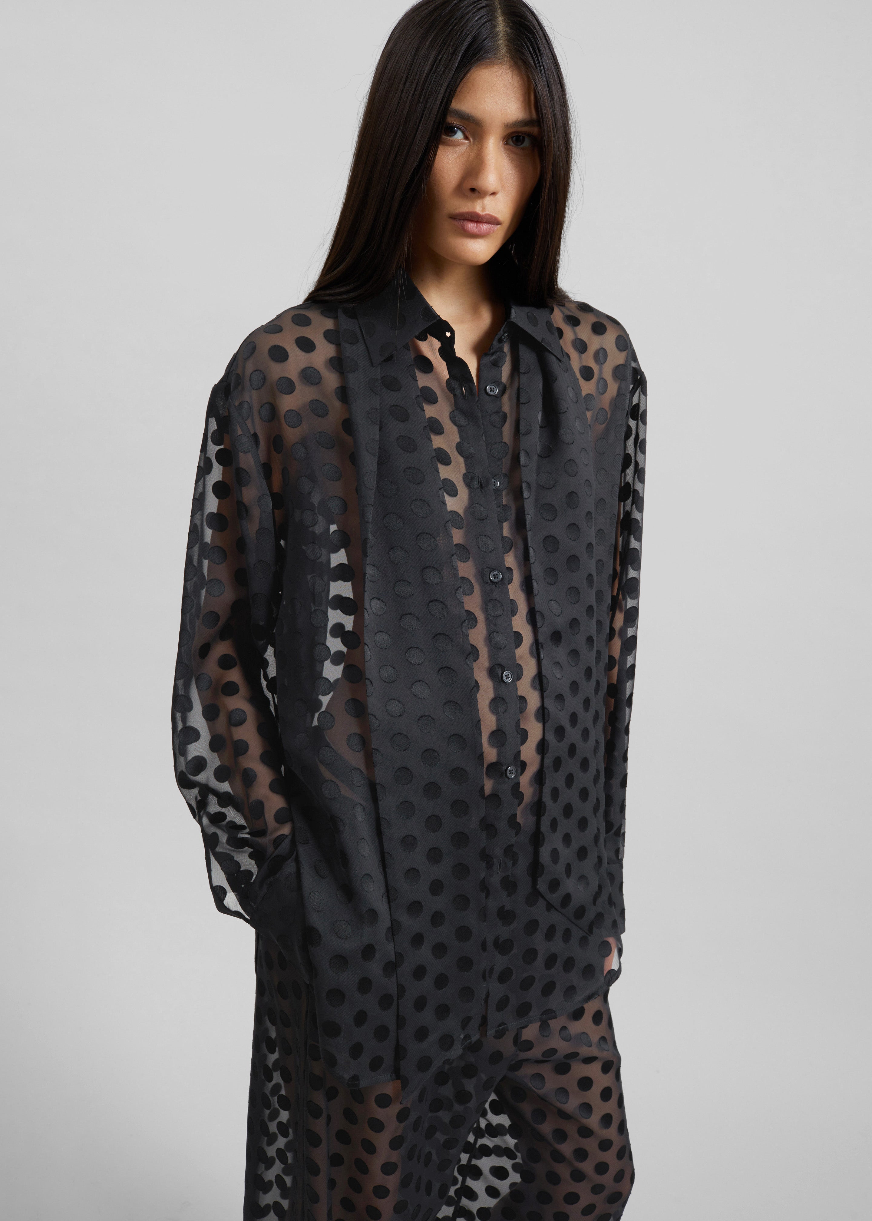 Peri Sheer Tie-Neck Shirt - Black Polka Dot – The Frankie Shop