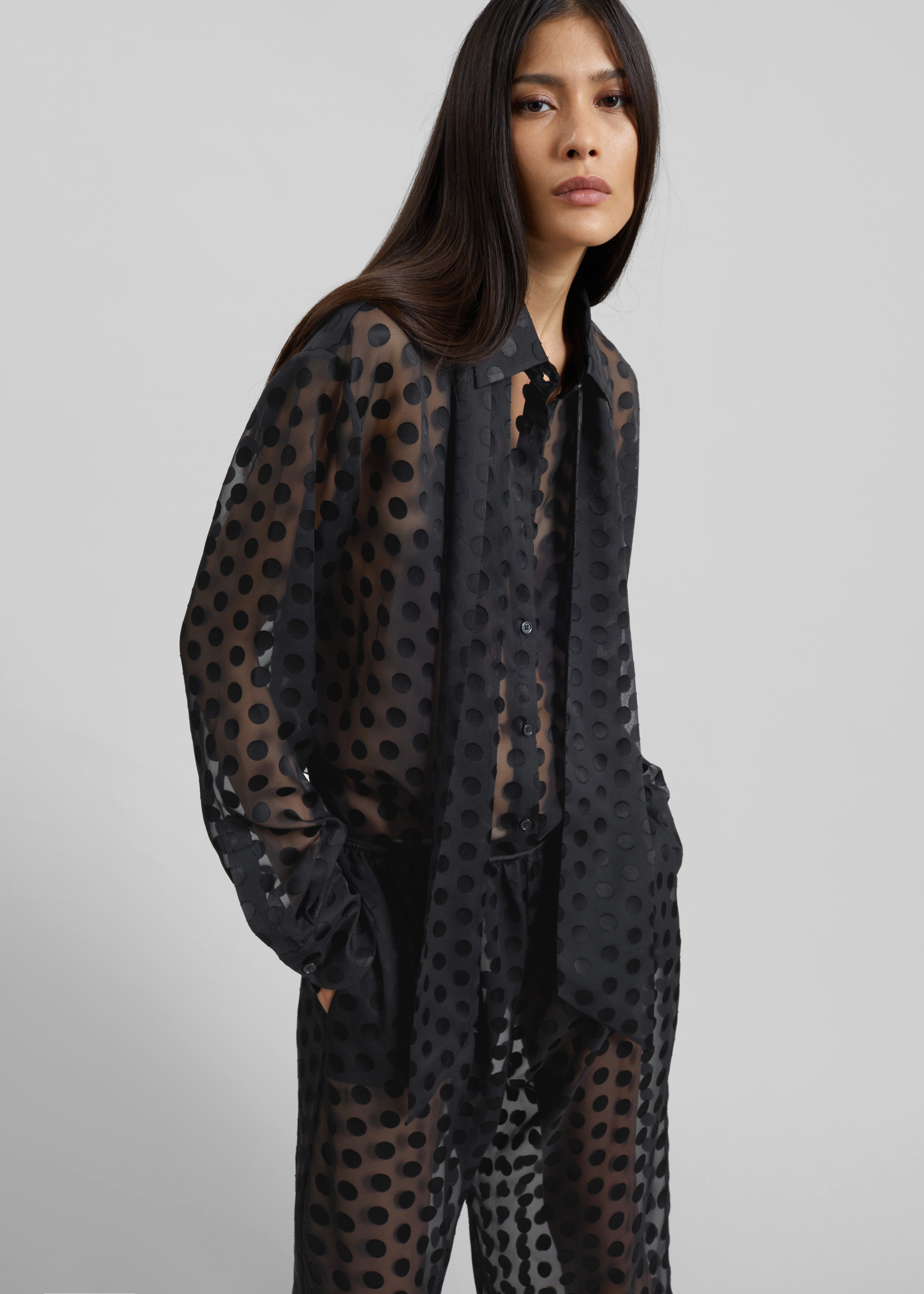 Peri Sheer Tie-Neck Shirt - Black Polka Dot – The Frankie Shop