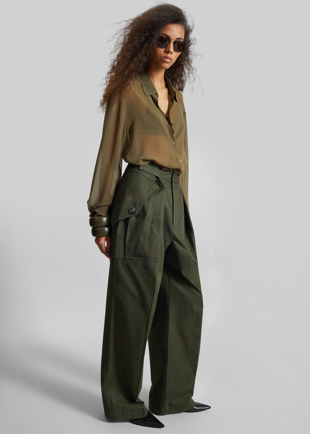 Peri Georgette Shirt - Khaki - 1