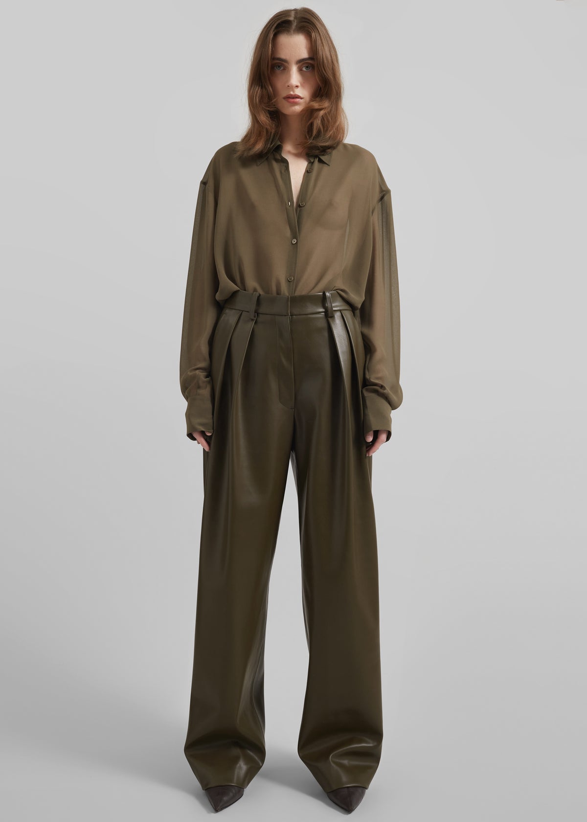 Peri Georgette Shirt - Khaki - 2