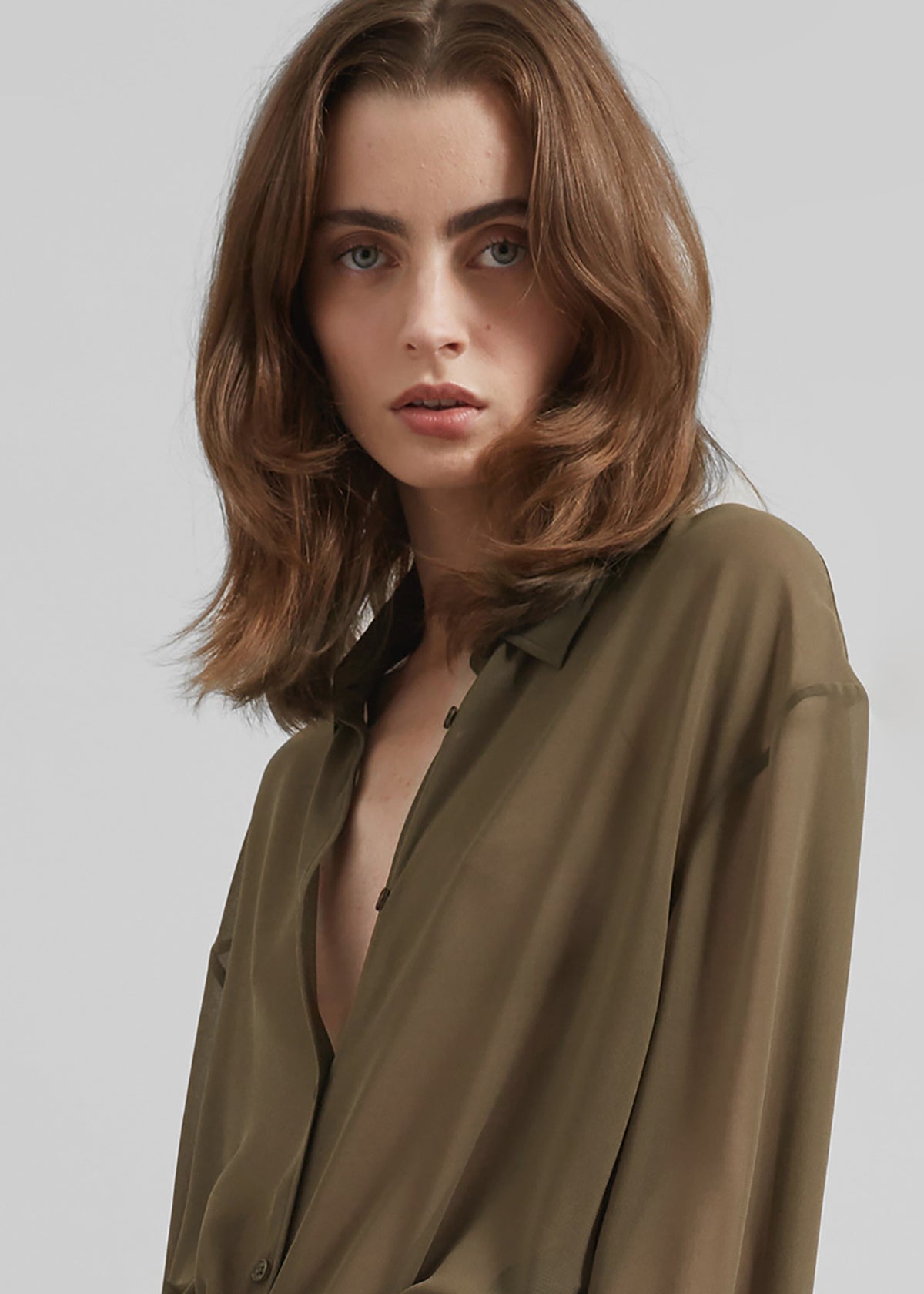 Peri Georgette Shirt - Khaki - 3