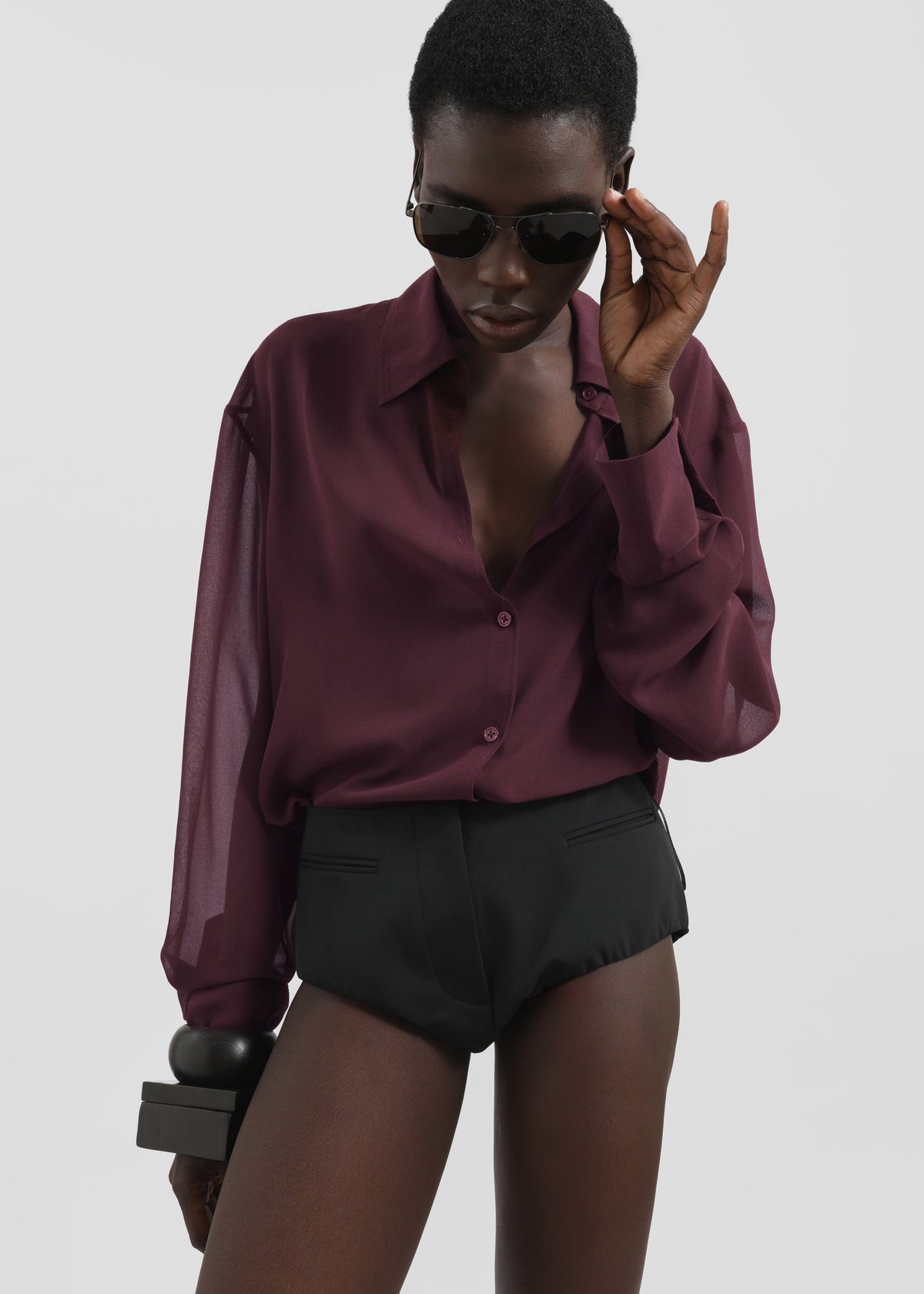 Peri Georgette Shirt - Burgundy The Frankie Shop Peri Georgette Shirt - Burgundy The Frankie Shop