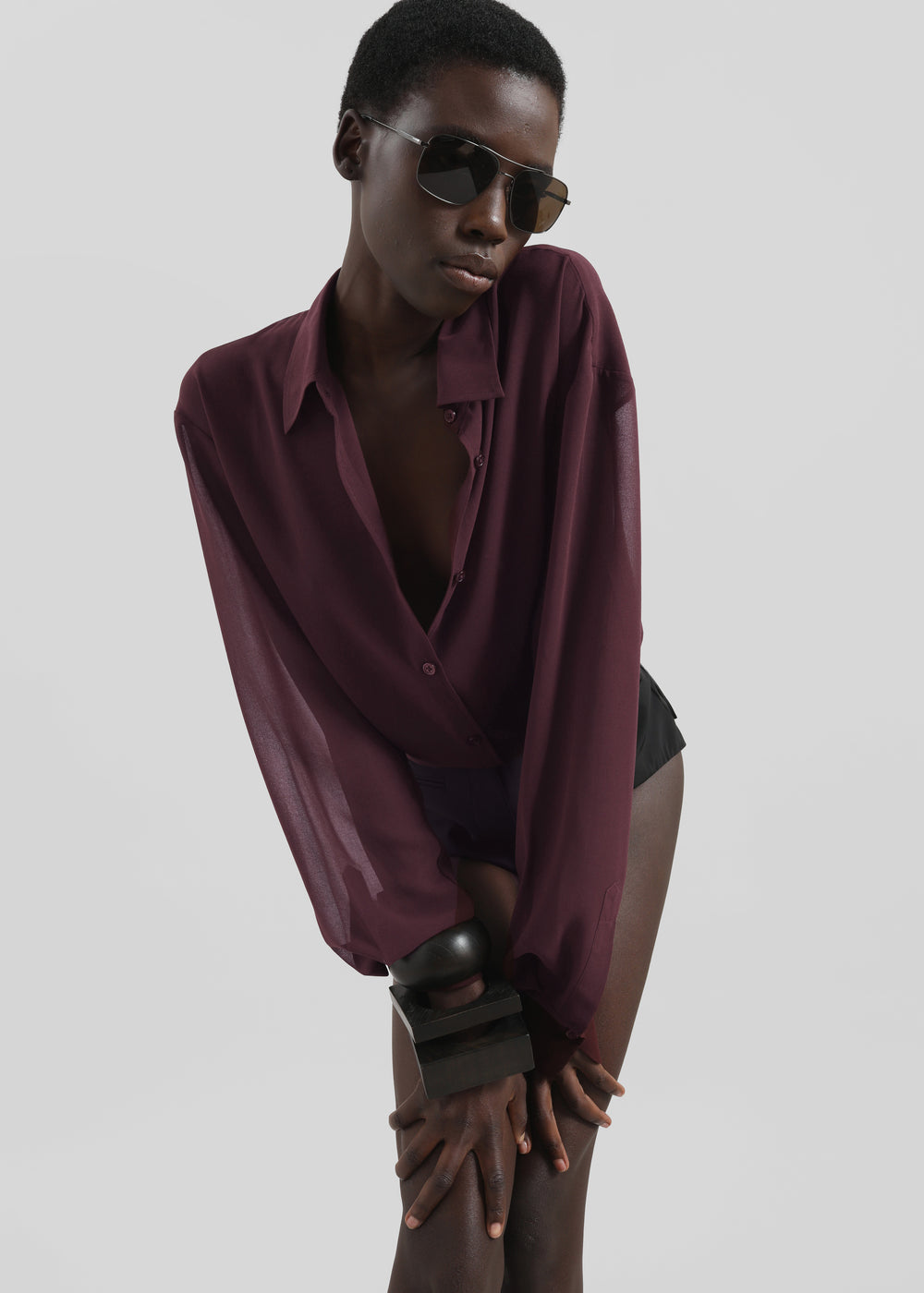 Peri Georgette Shirt - Burgundy - 1