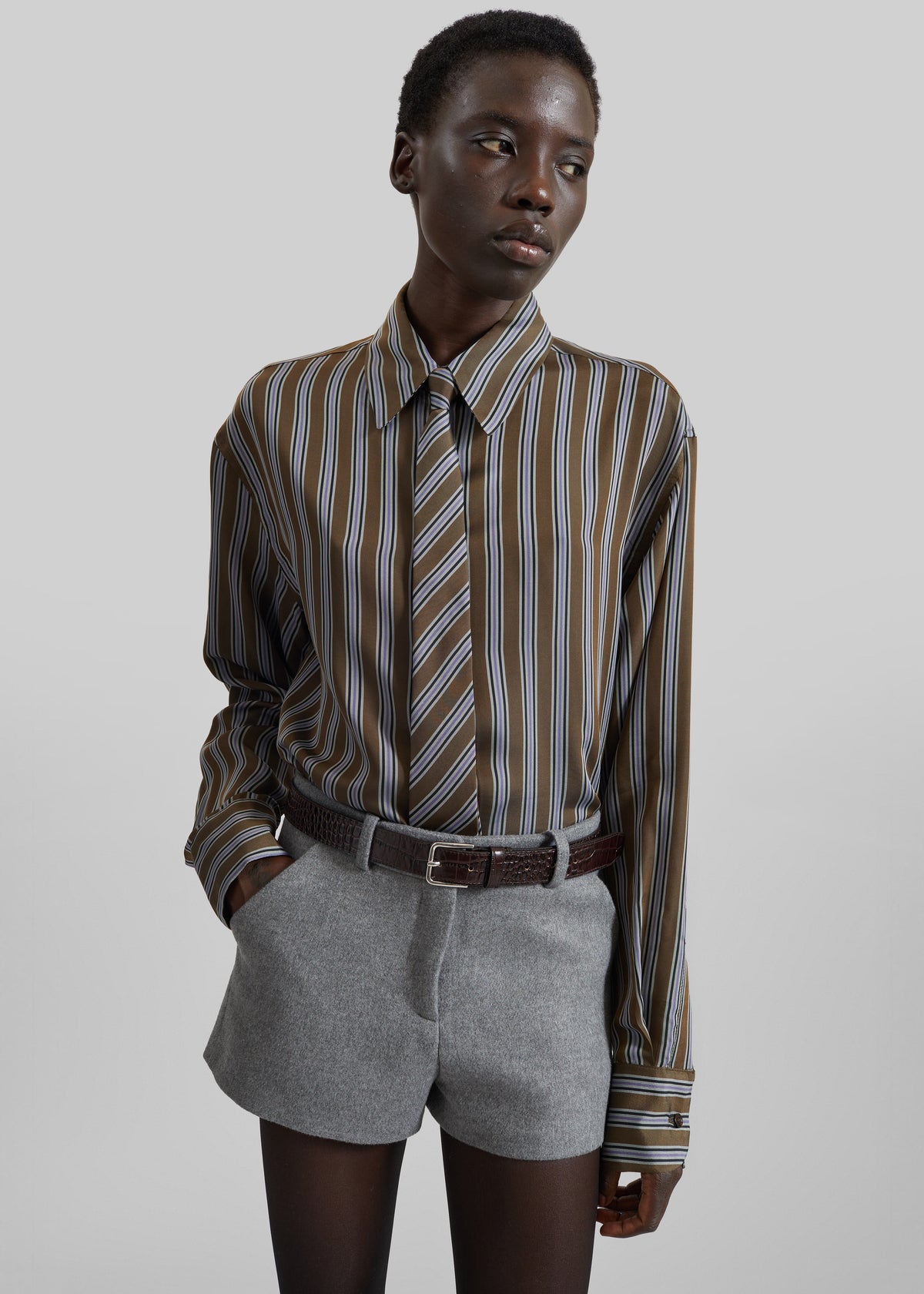 Peri Shirt - Brown Multi Stripe