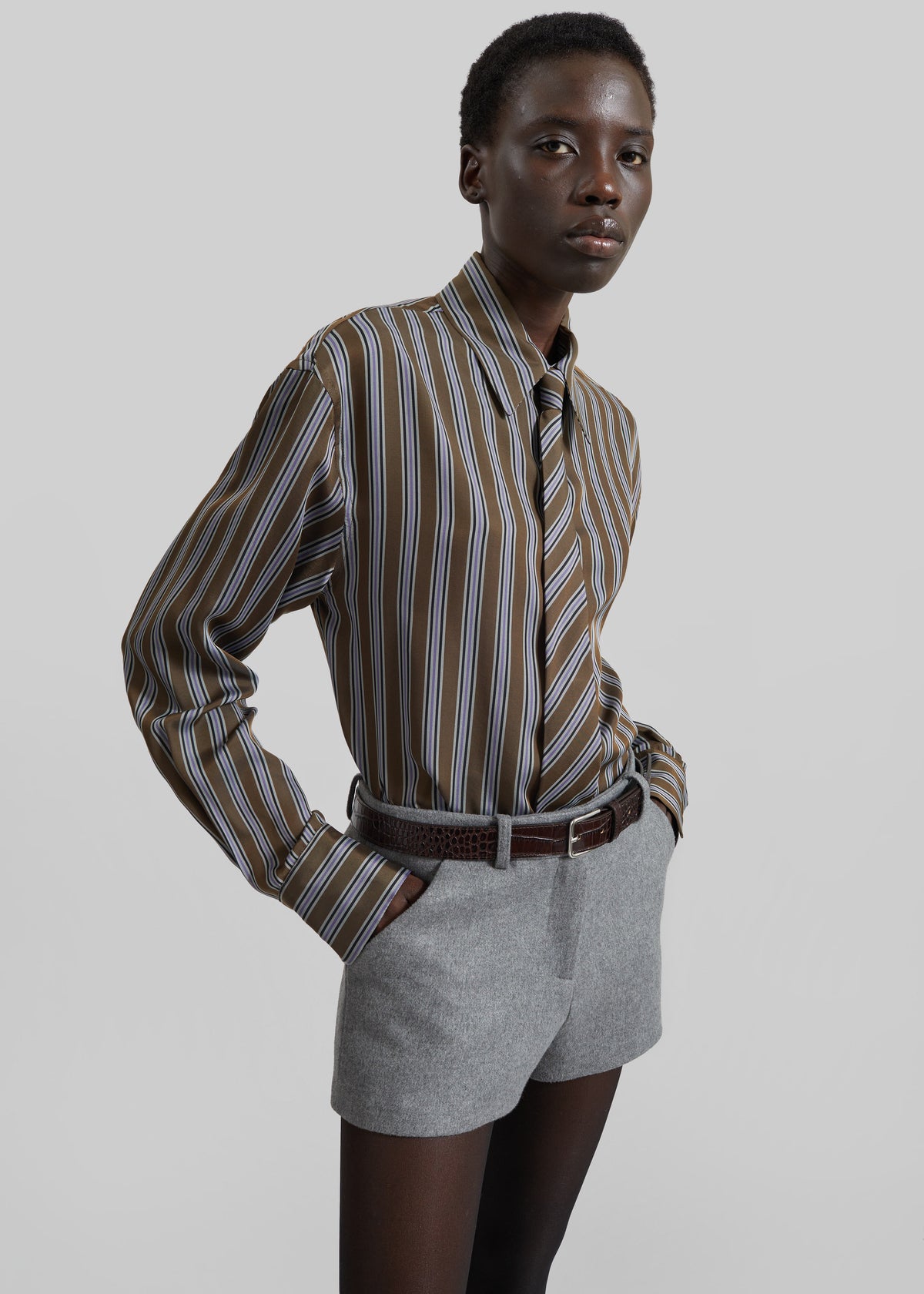 Peri Shirt - Brown Multi Stripe