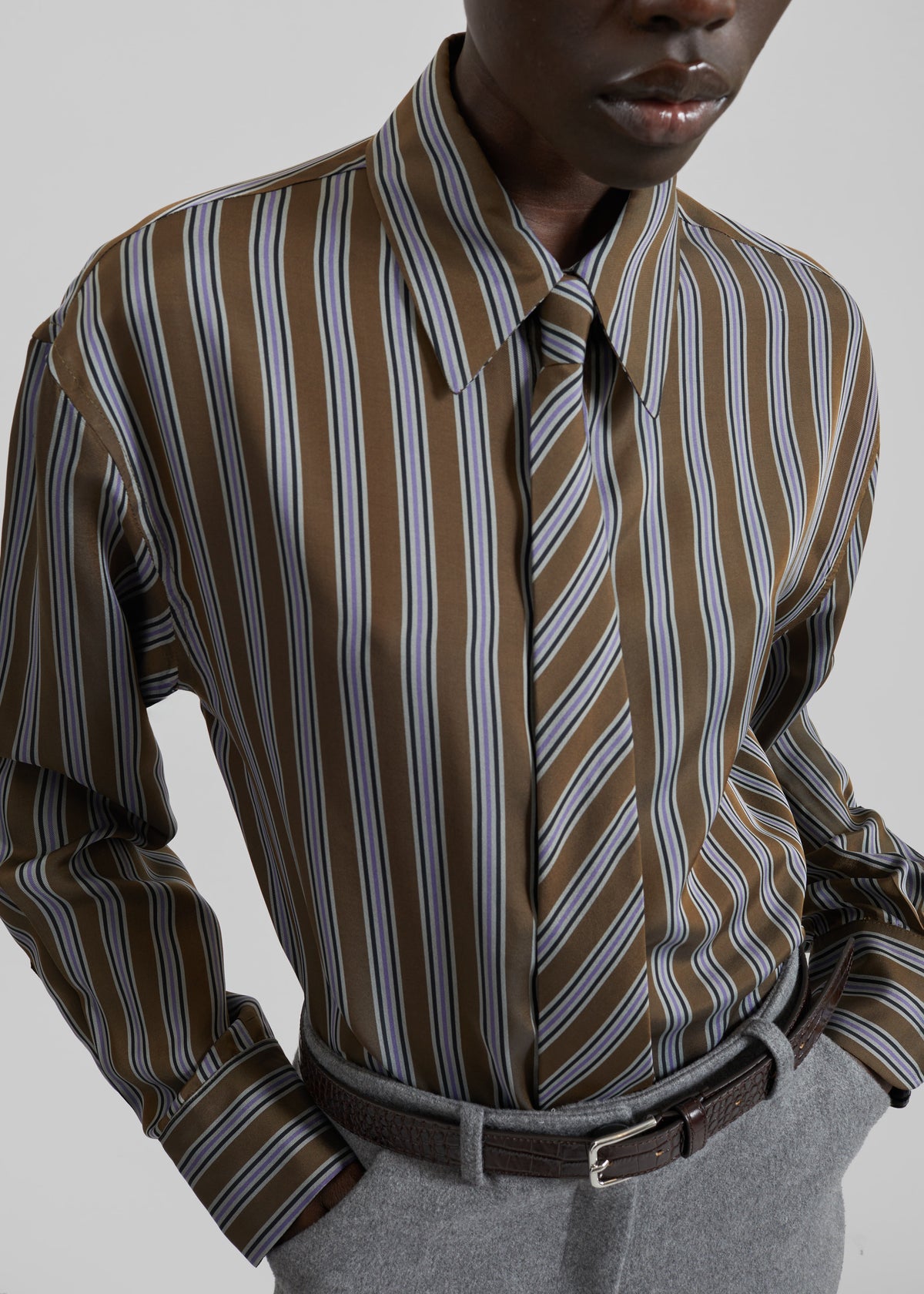 Peri Shirt - Brown Multi Stripe
