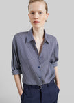 Peri Silk Shirt - Navy/White Stripe