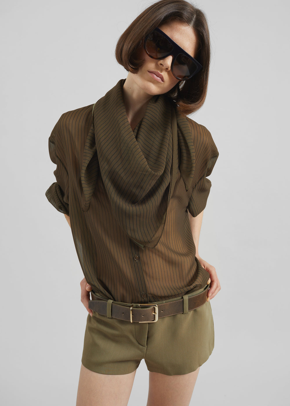 Peri Striped Shirt - Olive/Black Stripe - 1