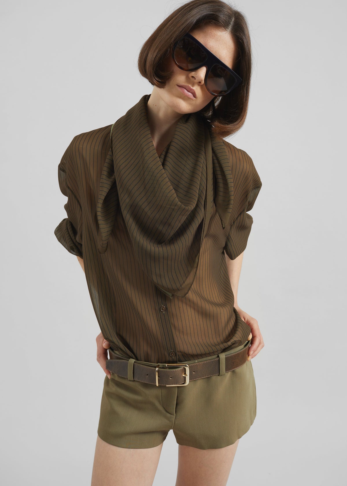 Peri Striped Shirt - Olive/Black Stripe - 2