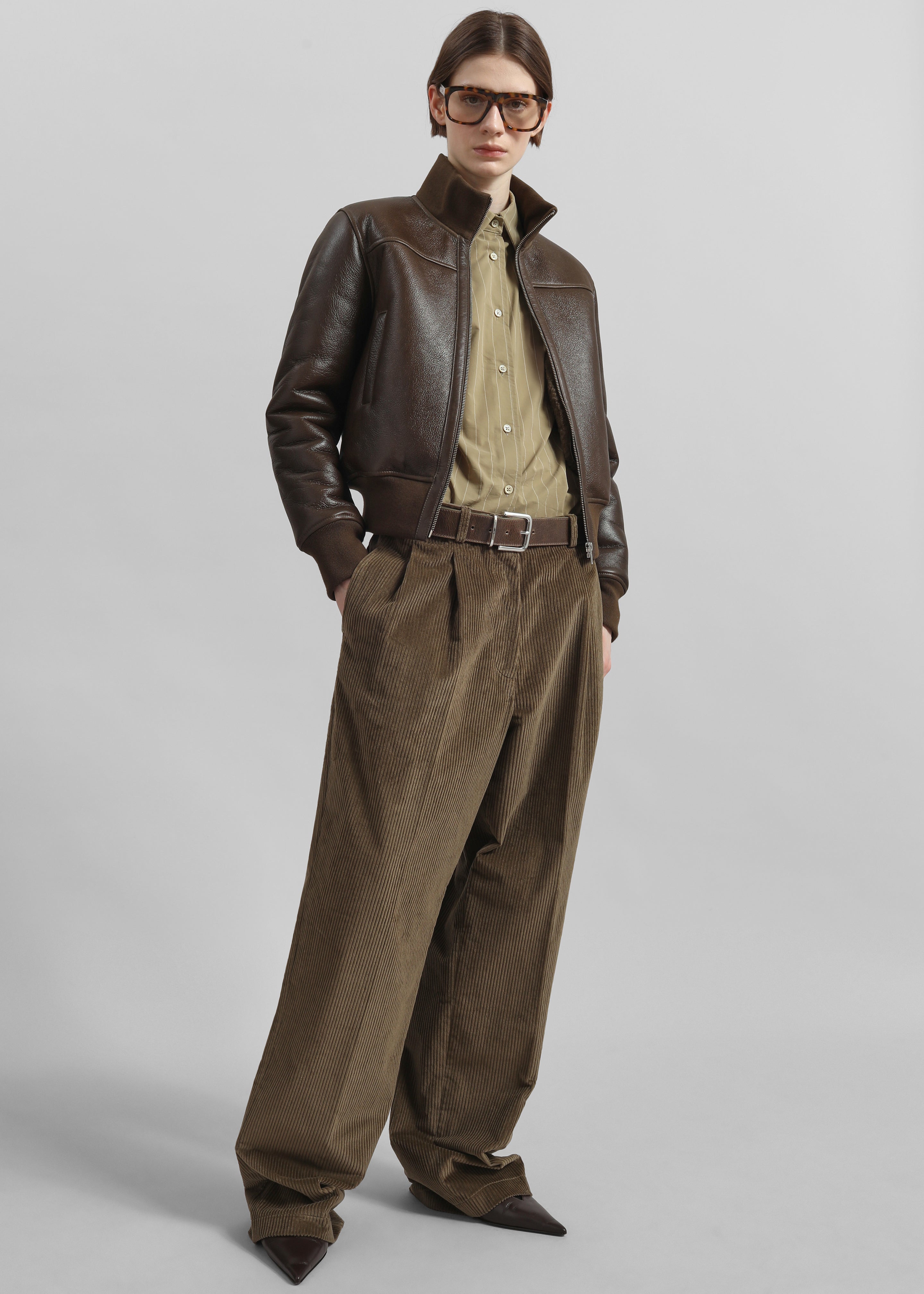 Peri Striped Cotton Shirt - Olive/White Stripe - 5