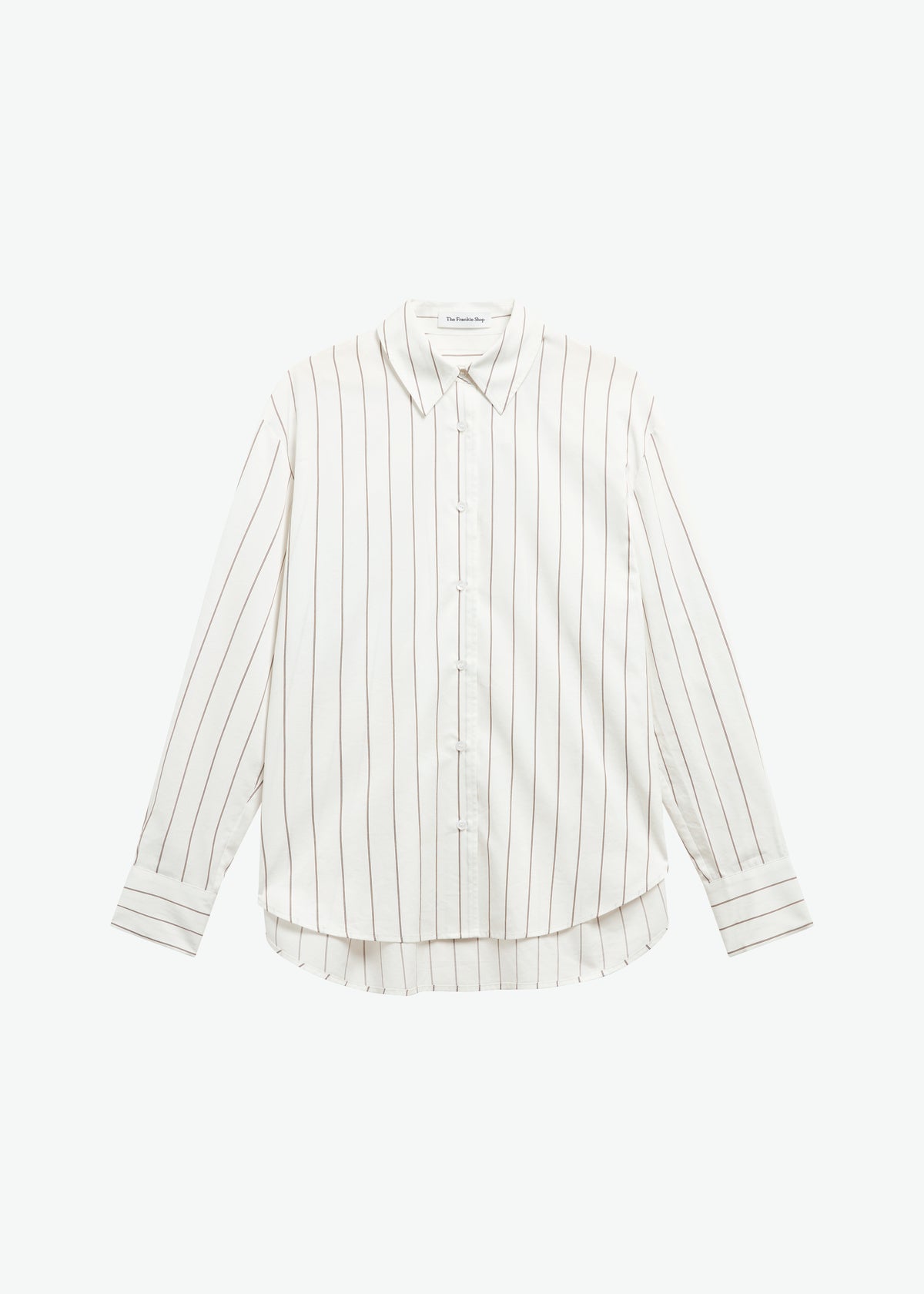 Peri Striped Cotton Shirt - White/Brown Stripe - 11
