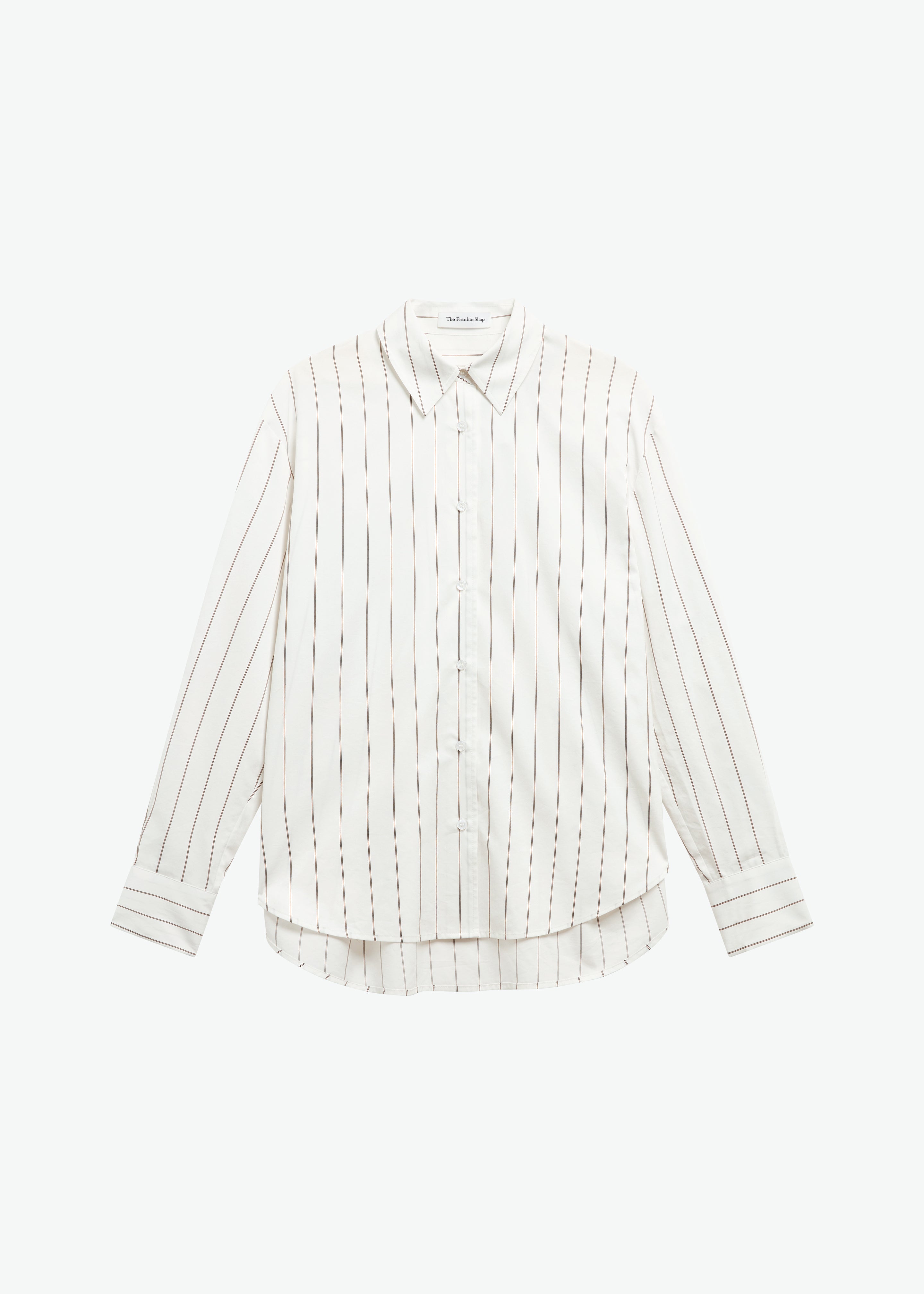 Peri Striped Cotton Shirt - White/Brown Stripe - 11