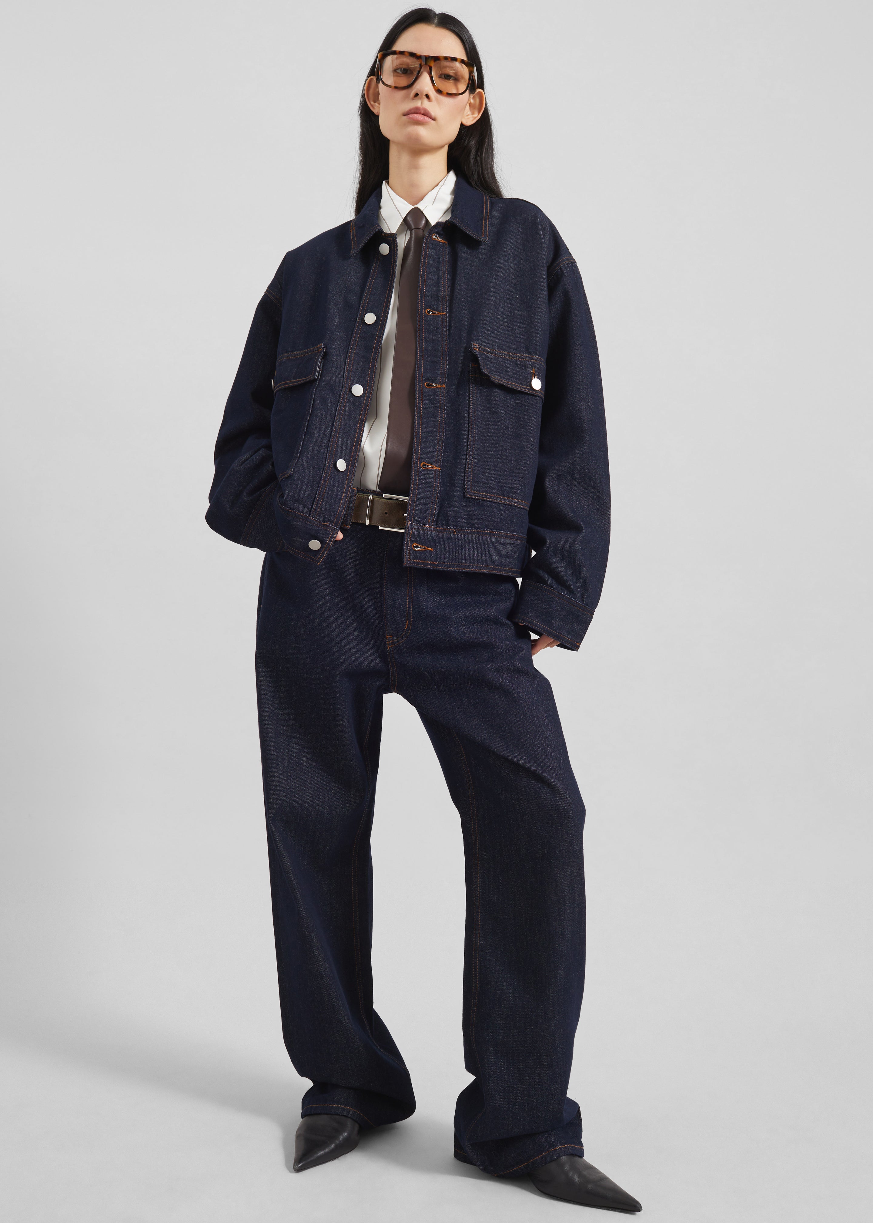 Peri Striped Cotton Shirt - White/Brown Stripe - 9