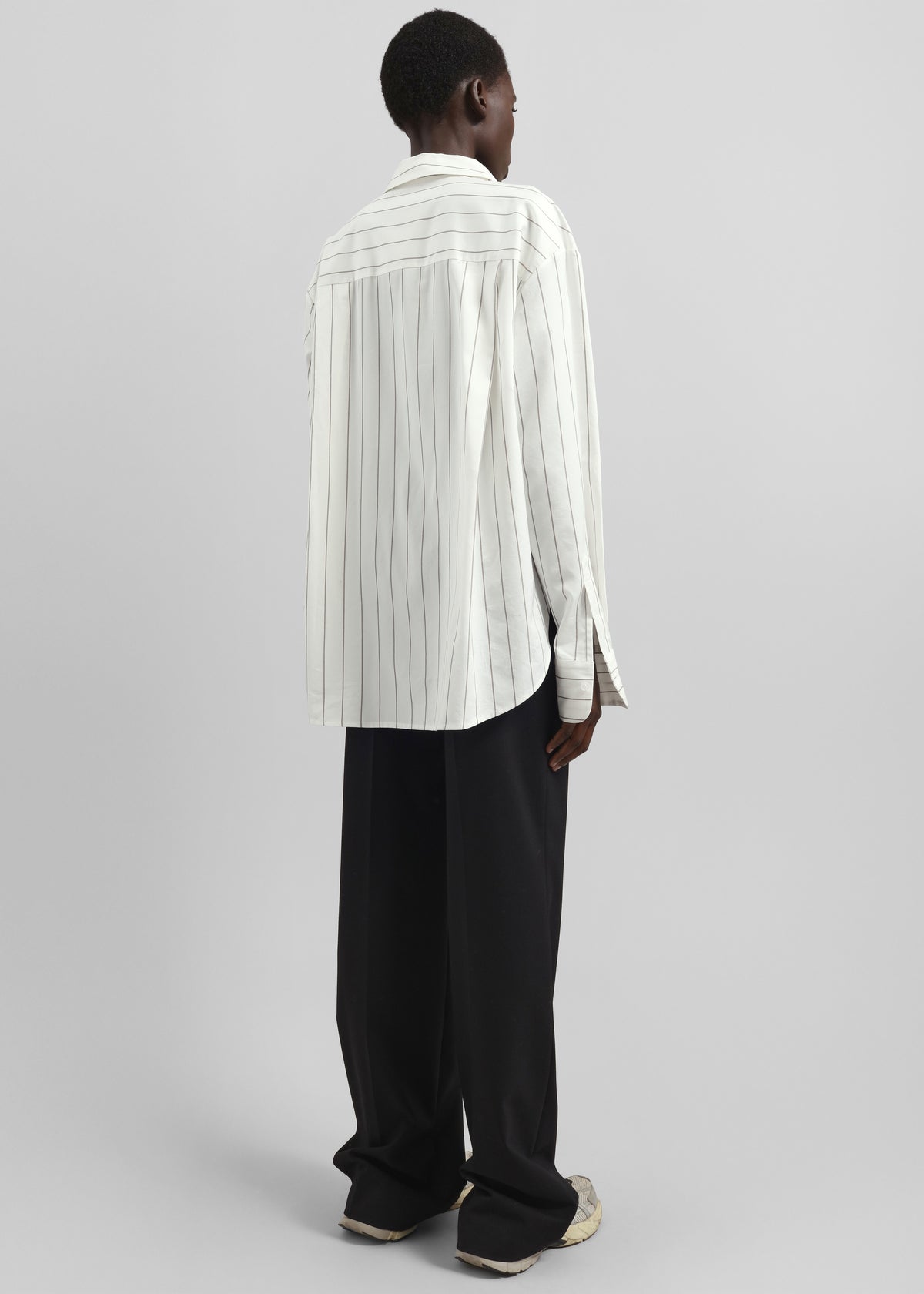 Peri Striped Cotton Shirt - White/Brown Stripe - 10