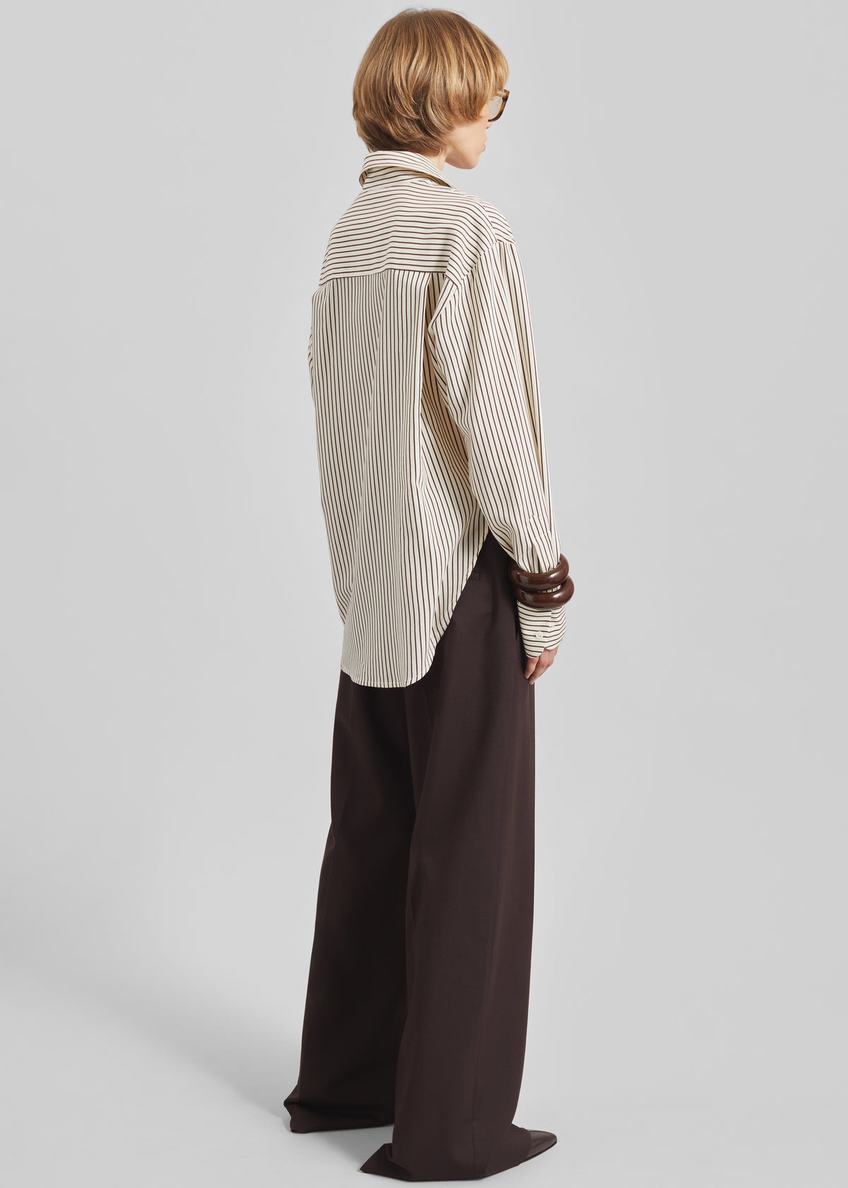 Peri Striped Fluid Shirt - Beige/Brown - 7