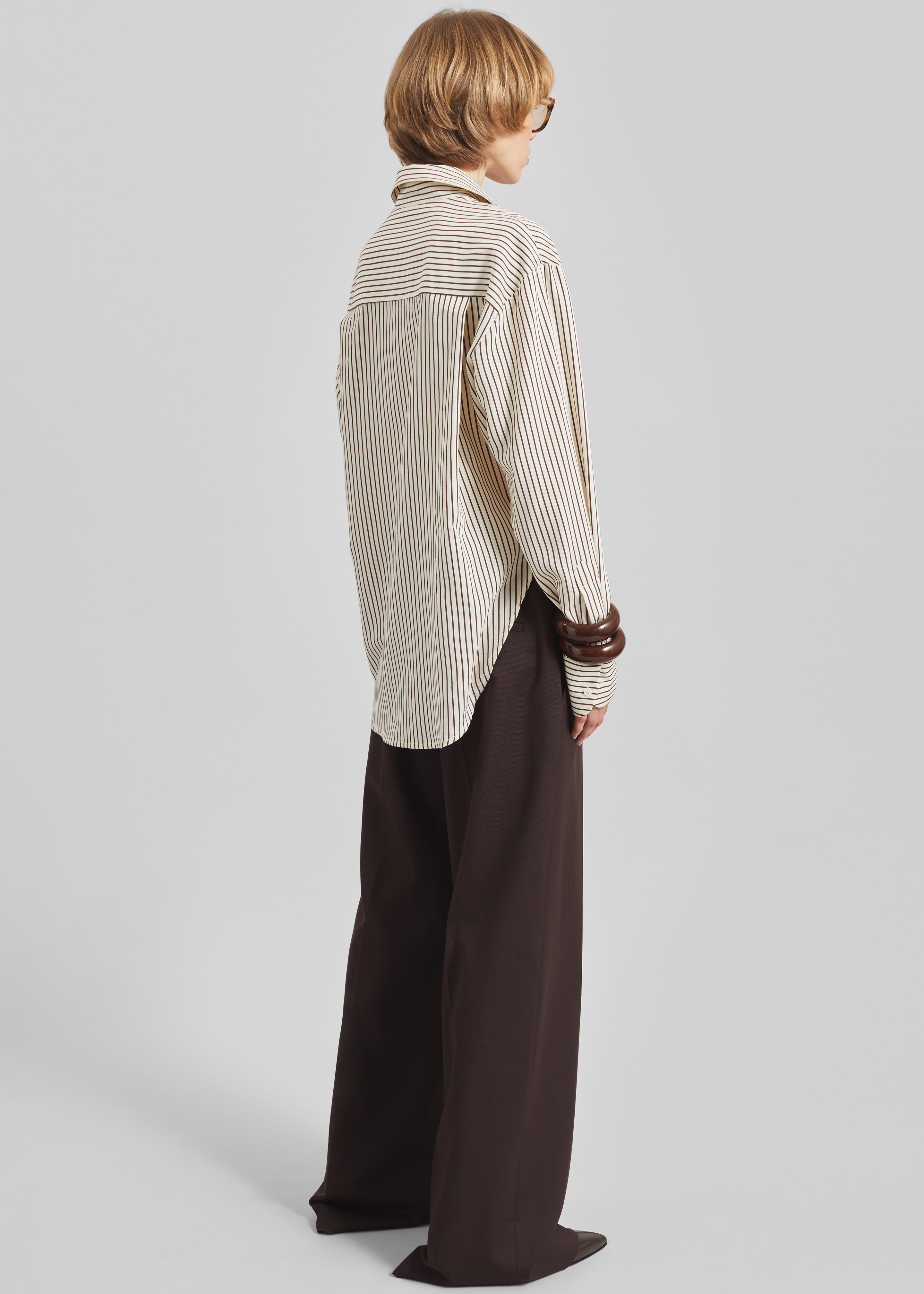 Peri Striped Fluid Shirt - Beige/Brown - 7