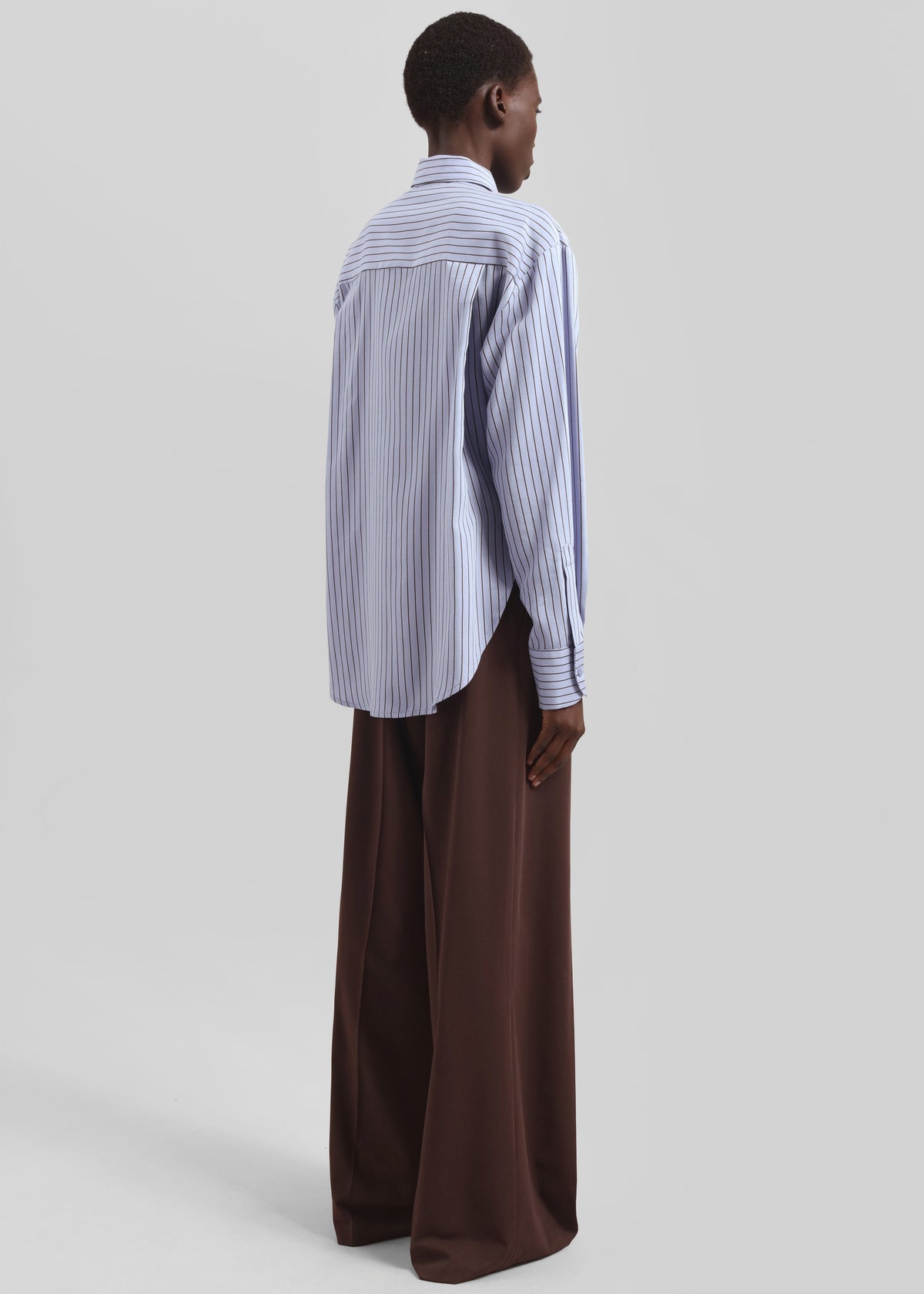 Peri Striped Fluid Shirt - Blue/Brown - 7