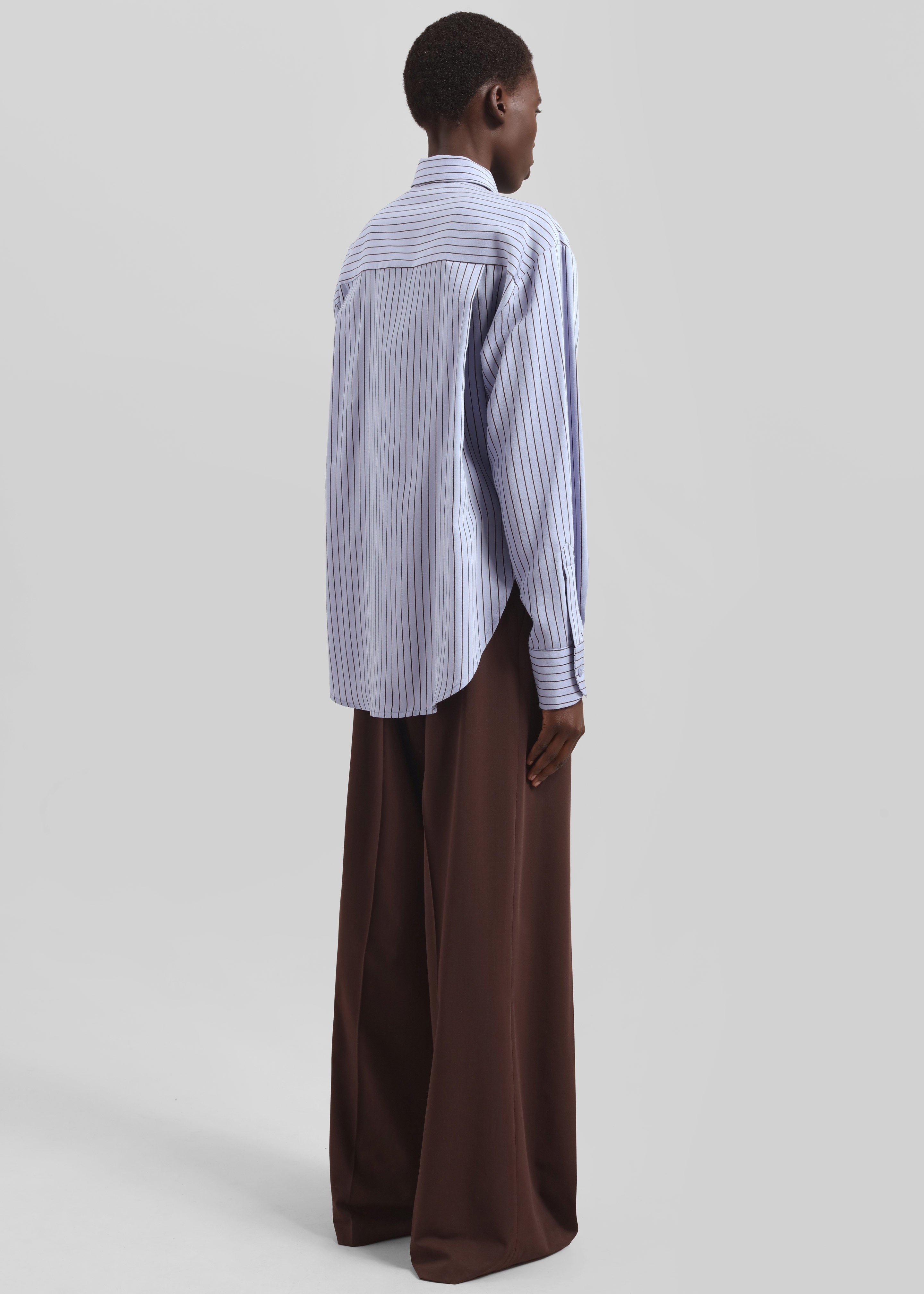 Peri Striped Fluid Shirt - Blue/Brown - 7