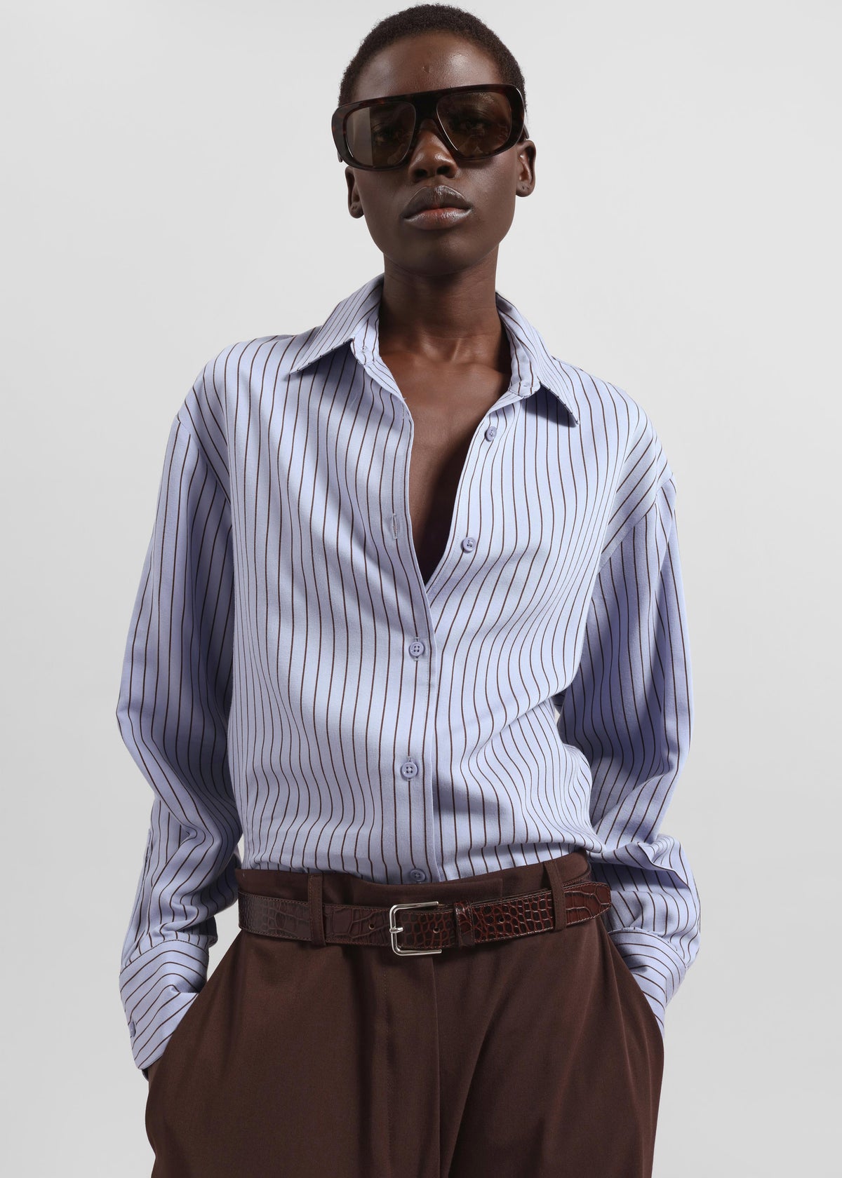 Anvers Striped Cotton Button Up Shirt - Blue/White Stripe – The 