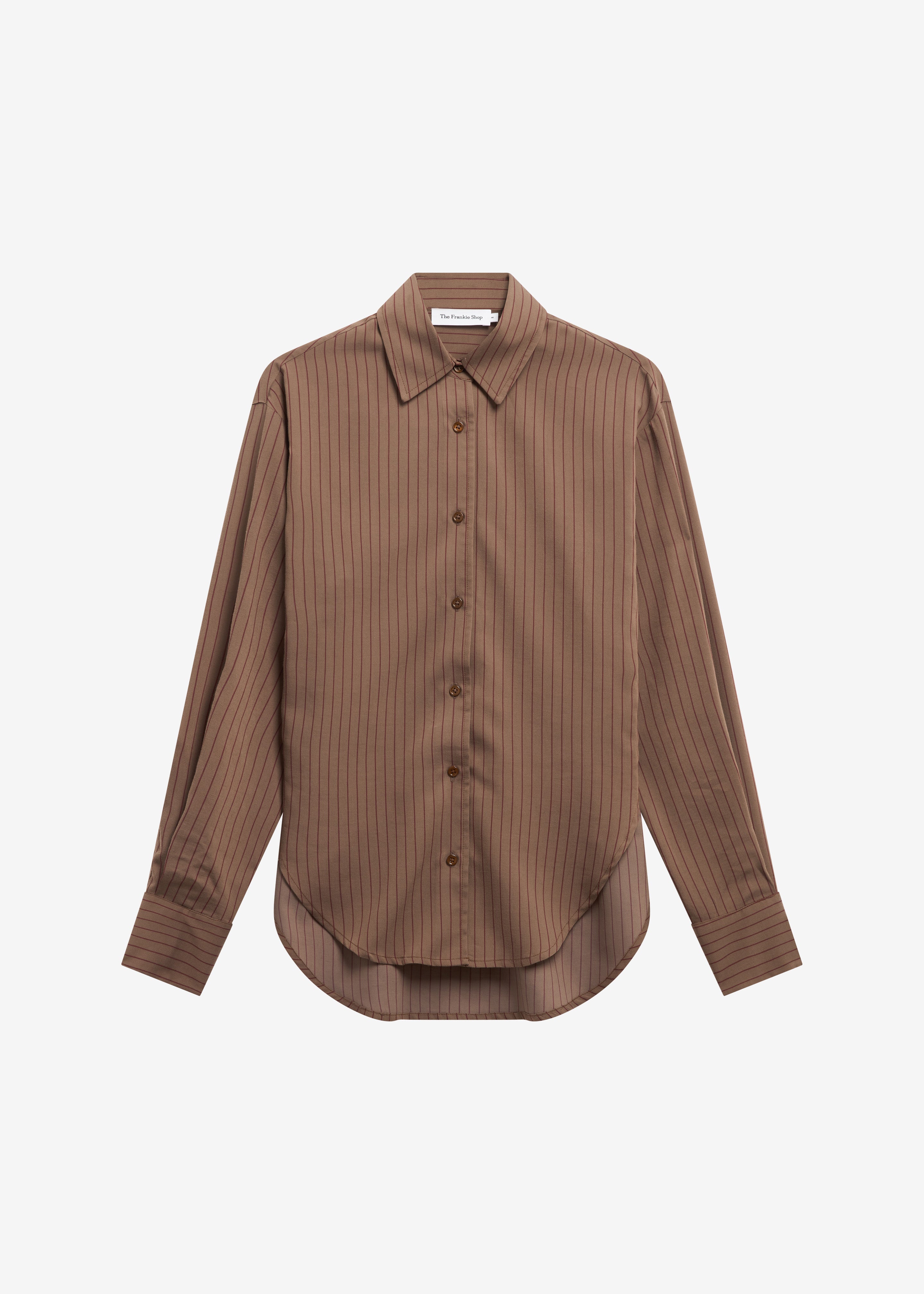 Peri Striped Fluid Shirt - Mocha/Burgundy - 6