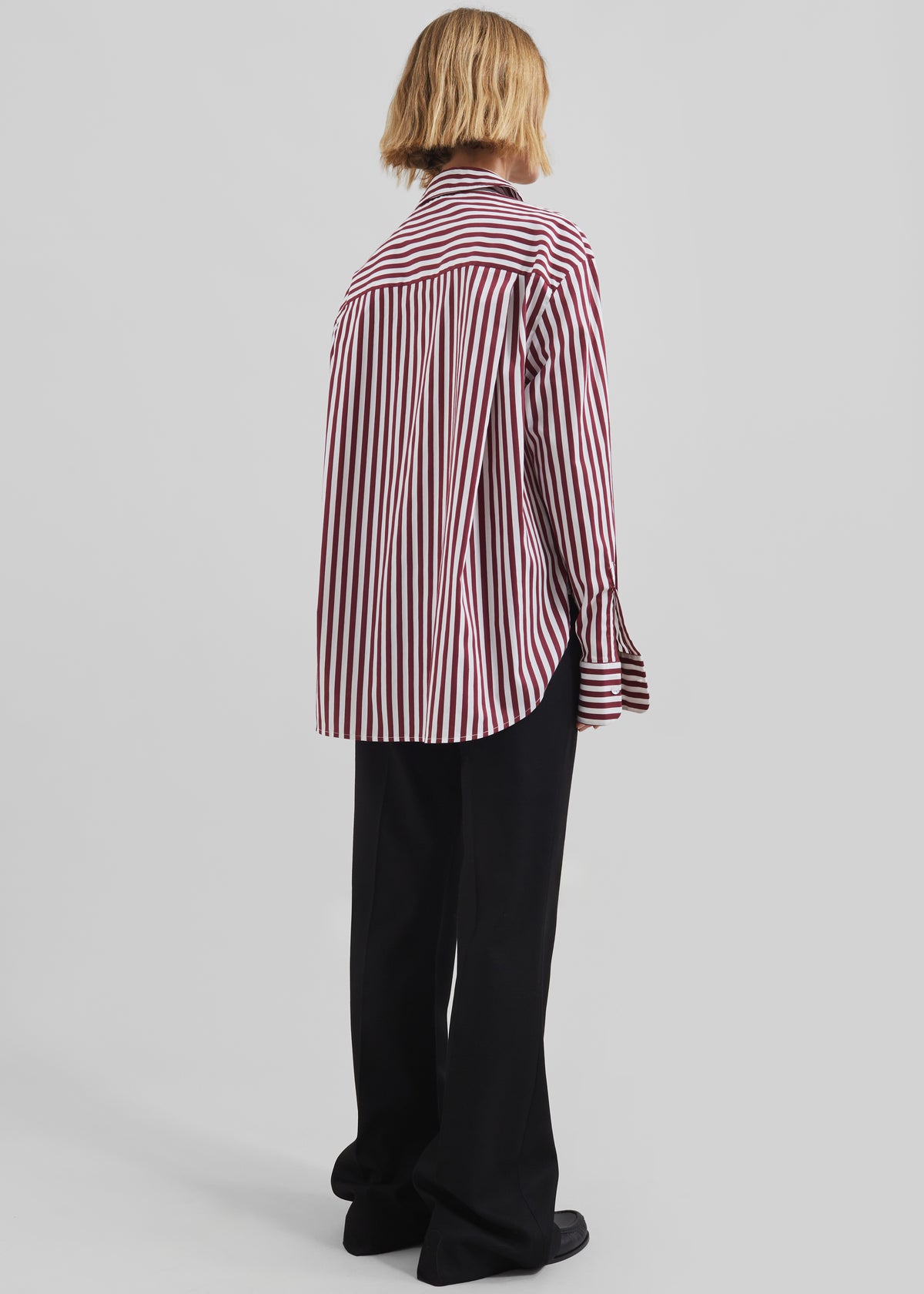 Peri Striped Poplin Shirt - Burgundy/White The Frankie Shop Peri Striped Poplin Shirt - Burgundy/White The Frankie Shop