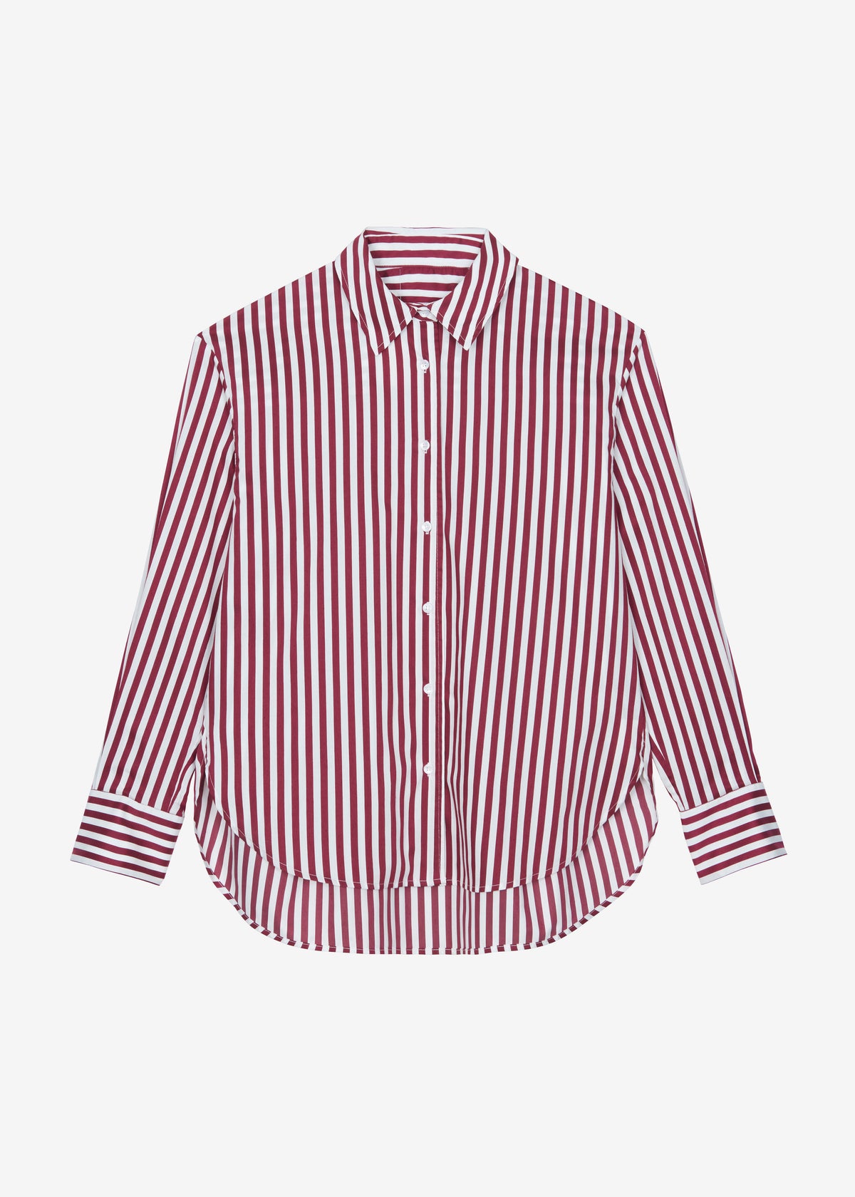 Peri Striped Poplin Shirt - Burgundy/White The Frankie Shop Peri Striped Poplin Shirt - Burgundy/White The Frankie Shop