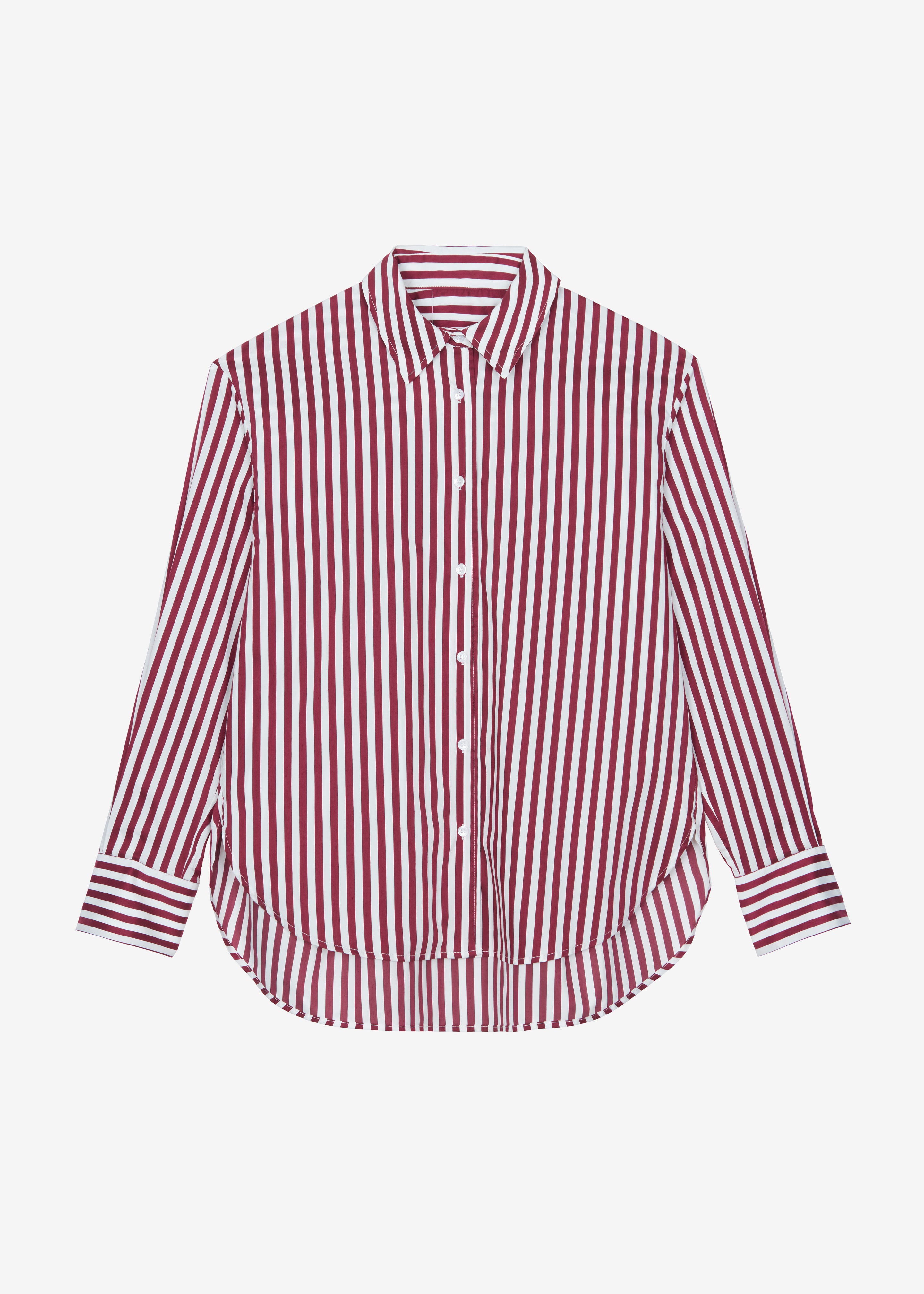 Peri Striped Poplin Shirt - Burgundy/White - 12