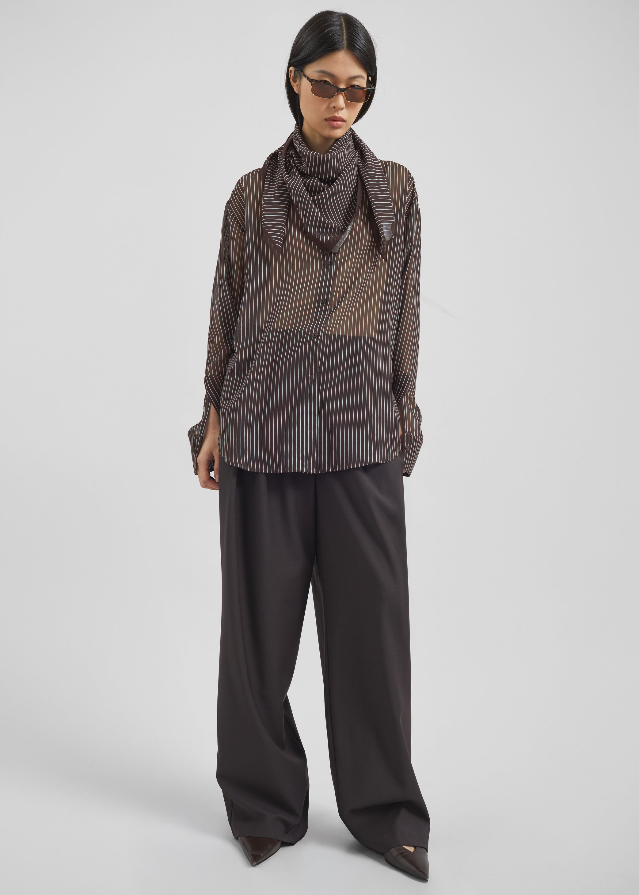 Shop the look image for Peri Striped Shirt - Brown/White Stripe