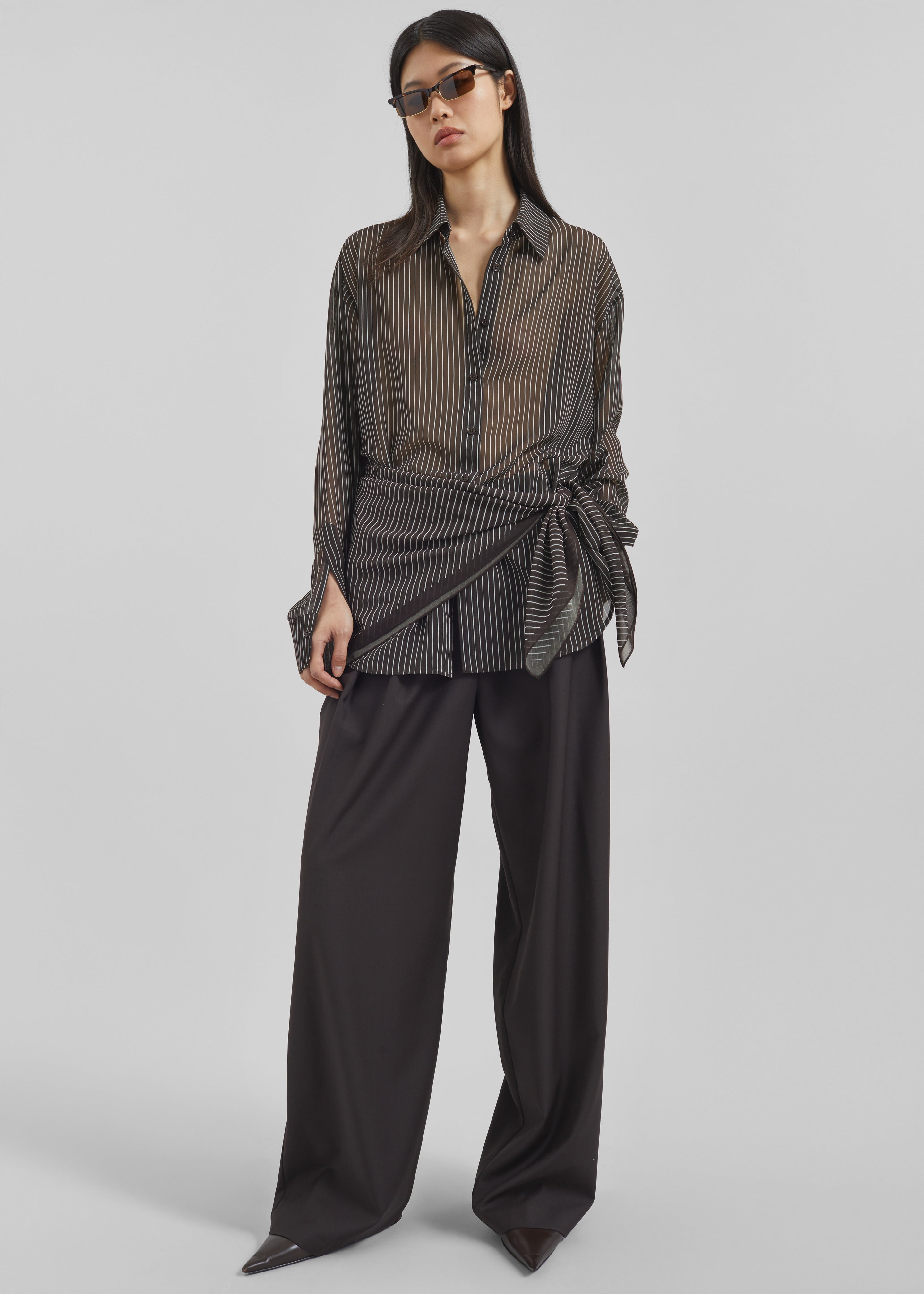 Peri Striped Shirt - Brown/White Stripe - 7