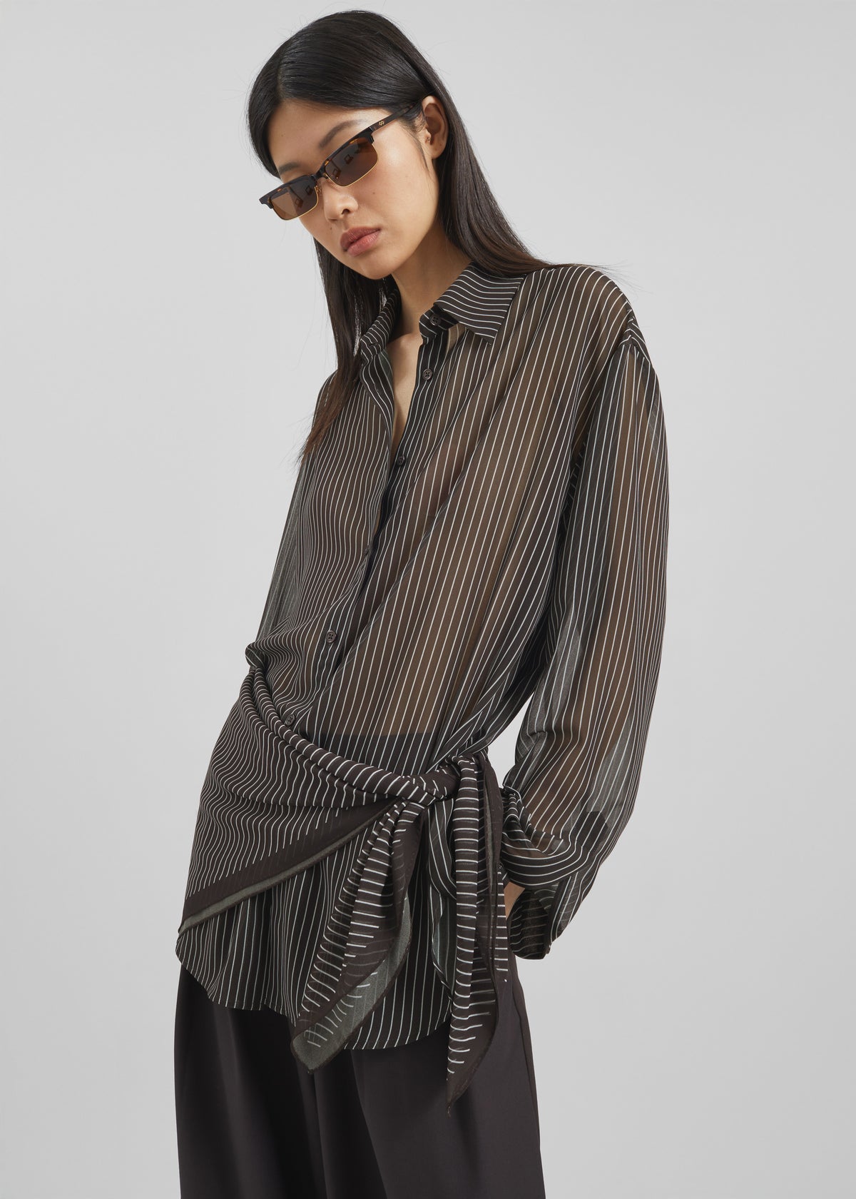 Peri Striped Shirt - Brown/White Stripe - 1