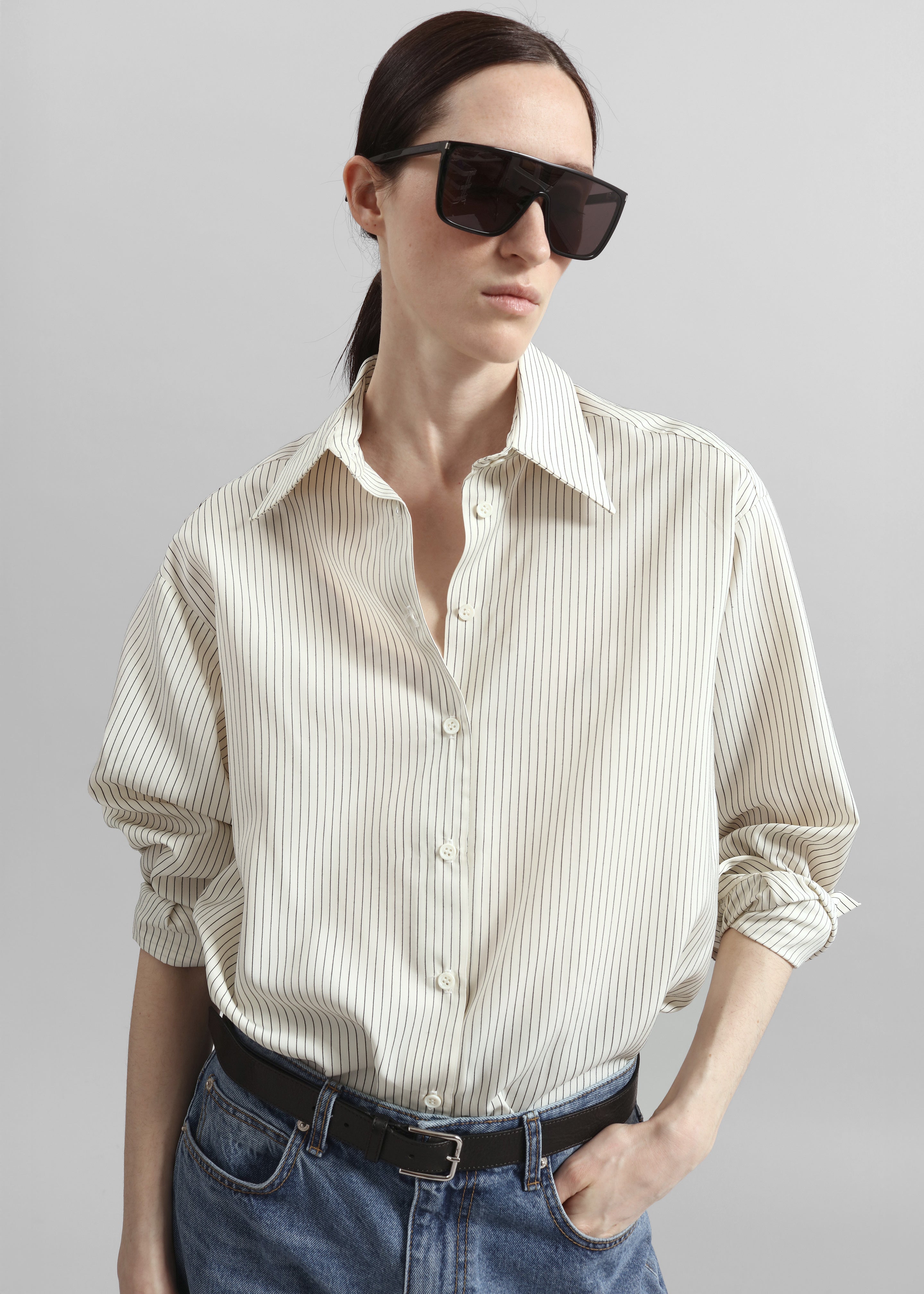 Peri Striped Shirt - Ivory/Black - 8