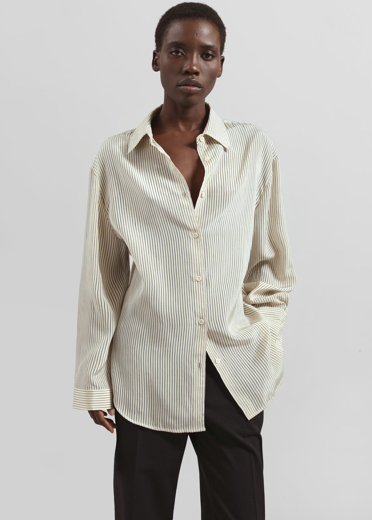 Peri Striped Shirt - Ivory/Black - 1
