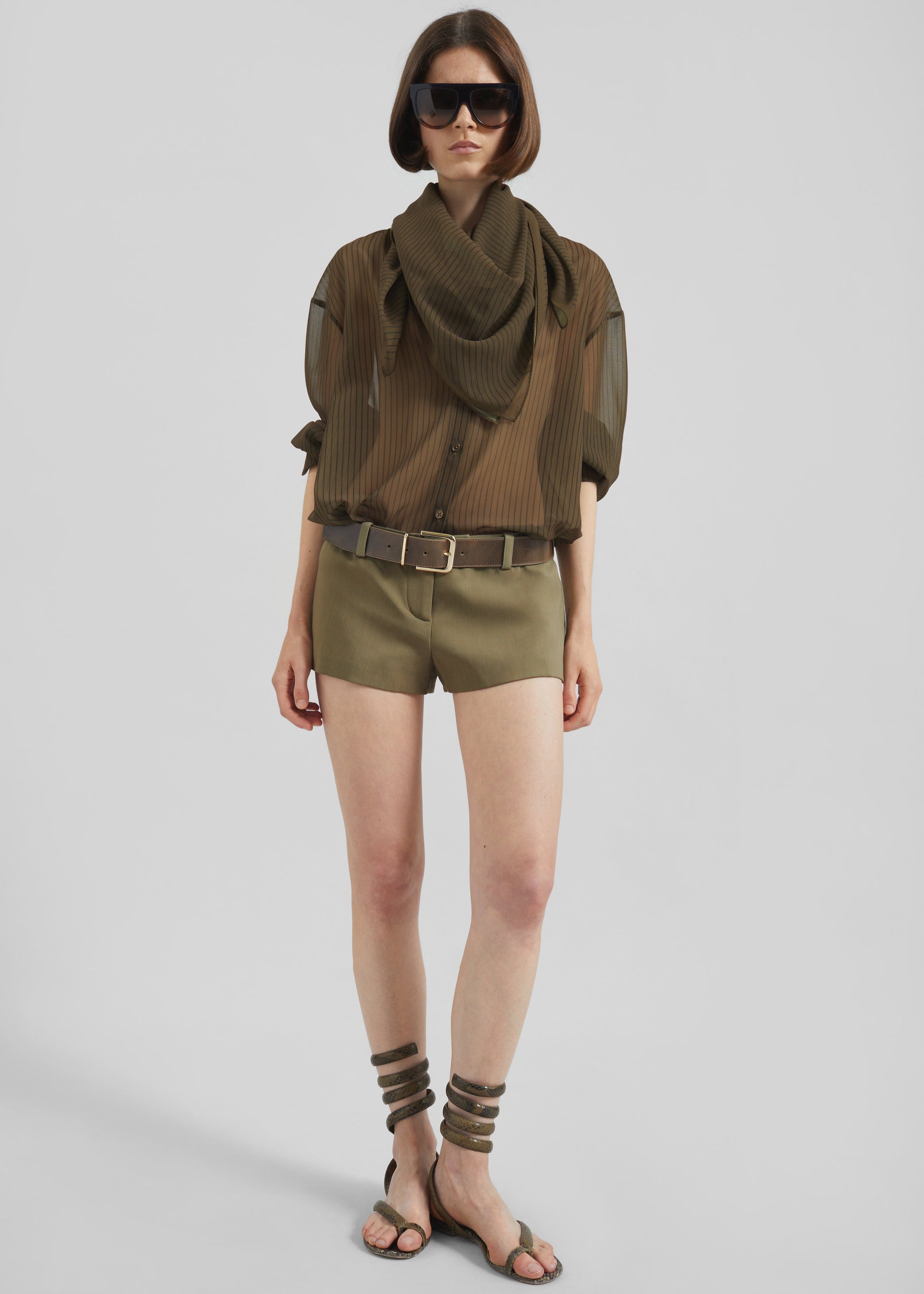 Shop the look image for Peri Striped Shirt - Olive/Black Stripe